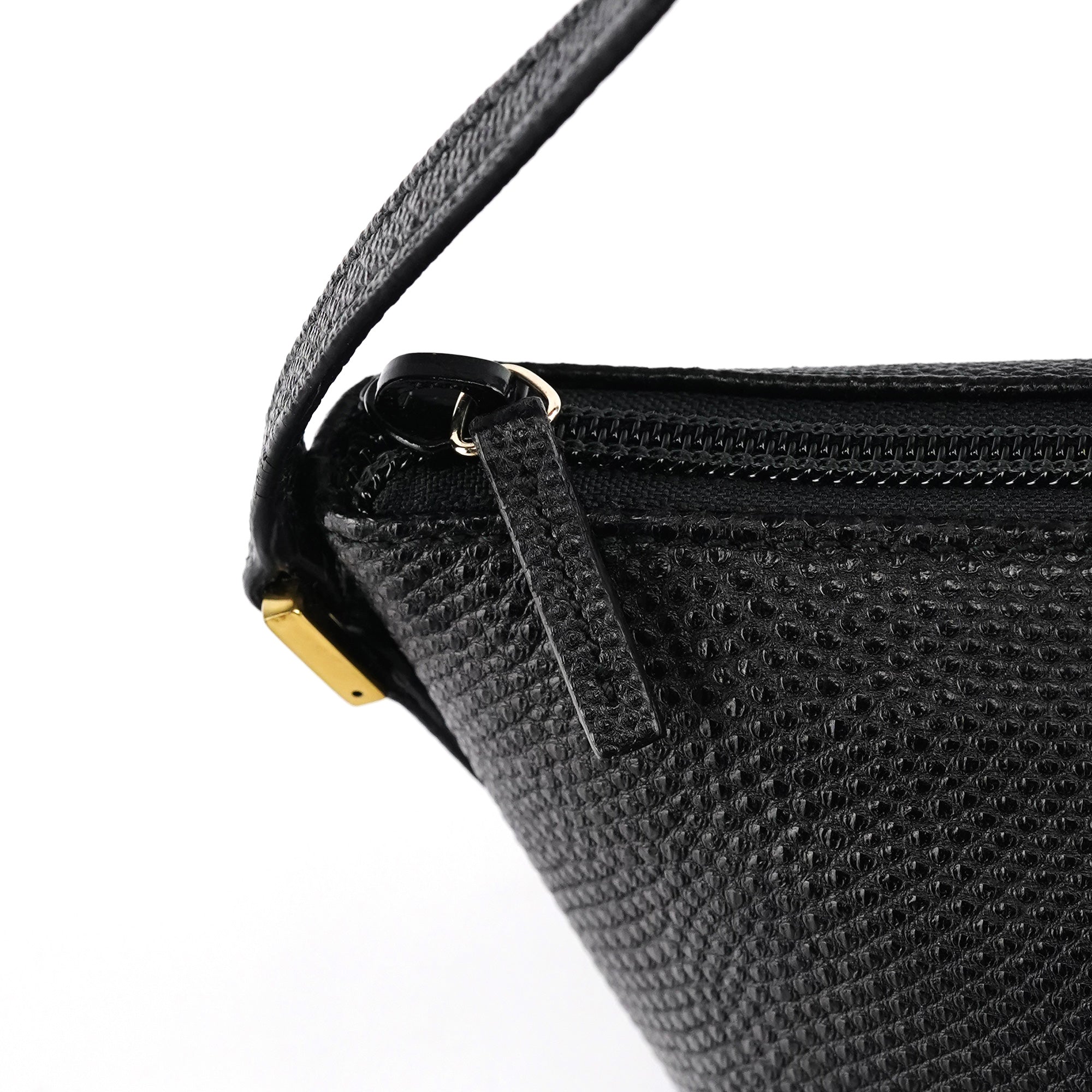 250001 Black Lizard Embossed Boat Pochette