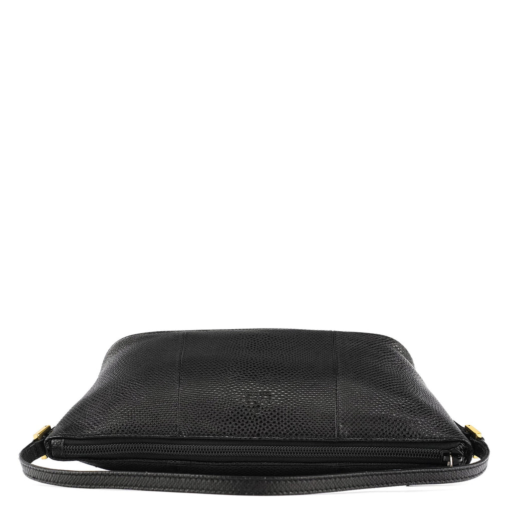 250001 Black Lizard Embossed Boat Pochette