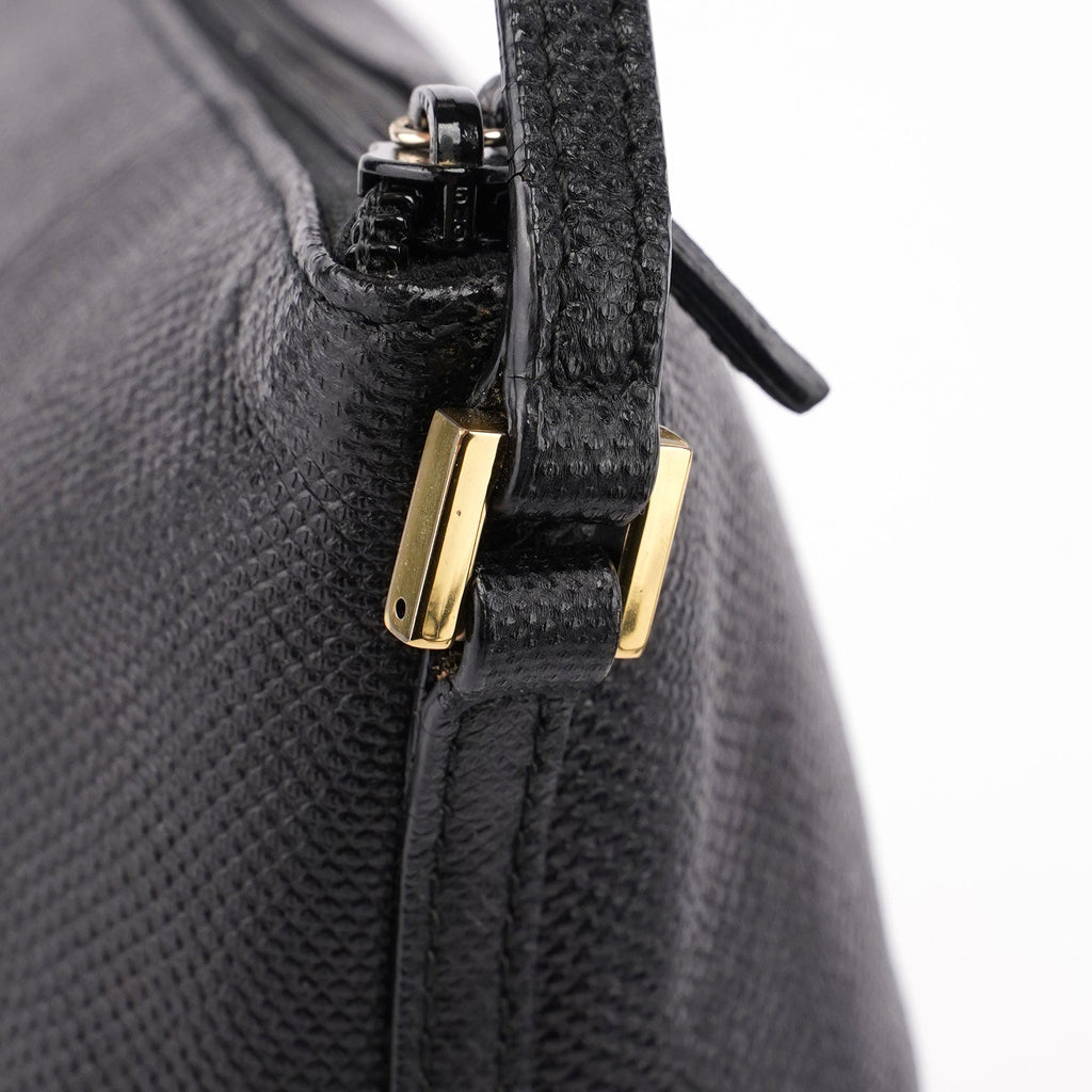 250001 Black Lizard Embossed Boat Pochette