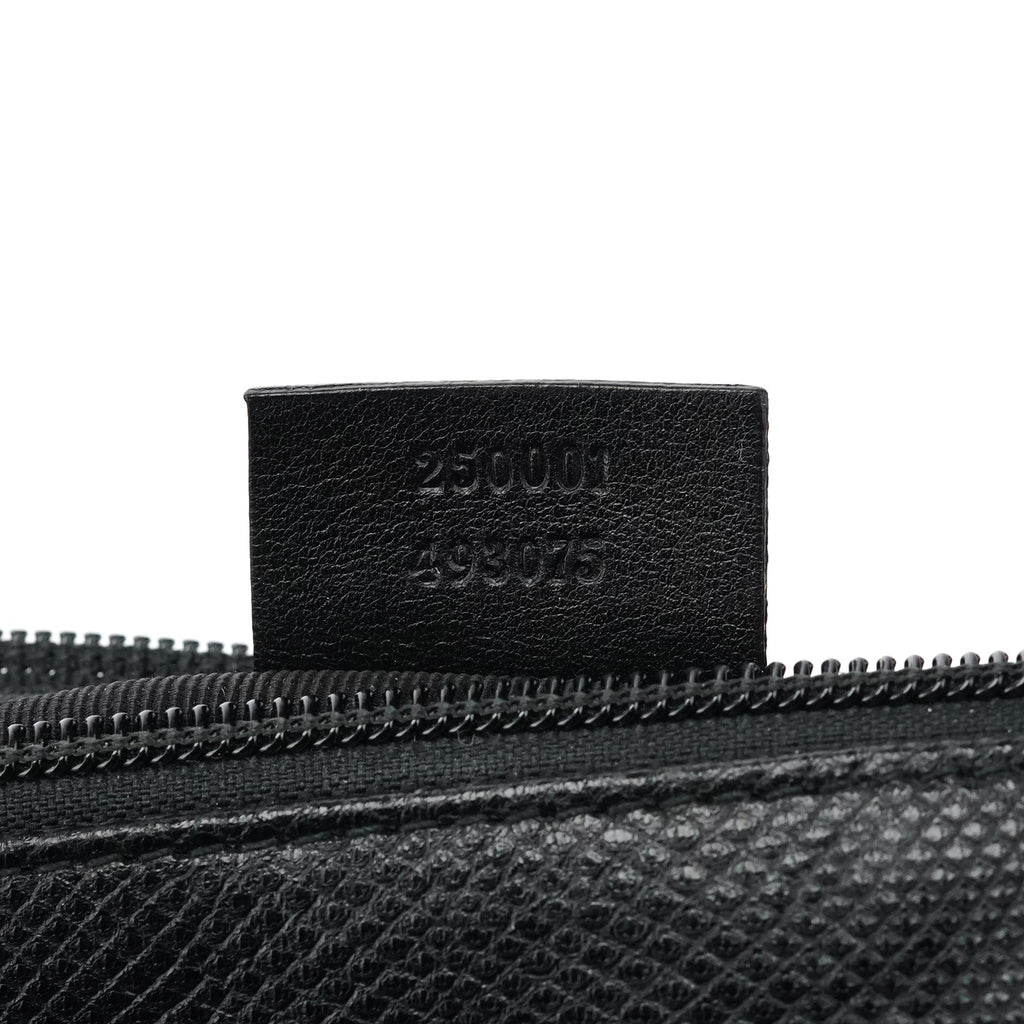 250001 Black Lizard Embossed Leather Boat Pochette