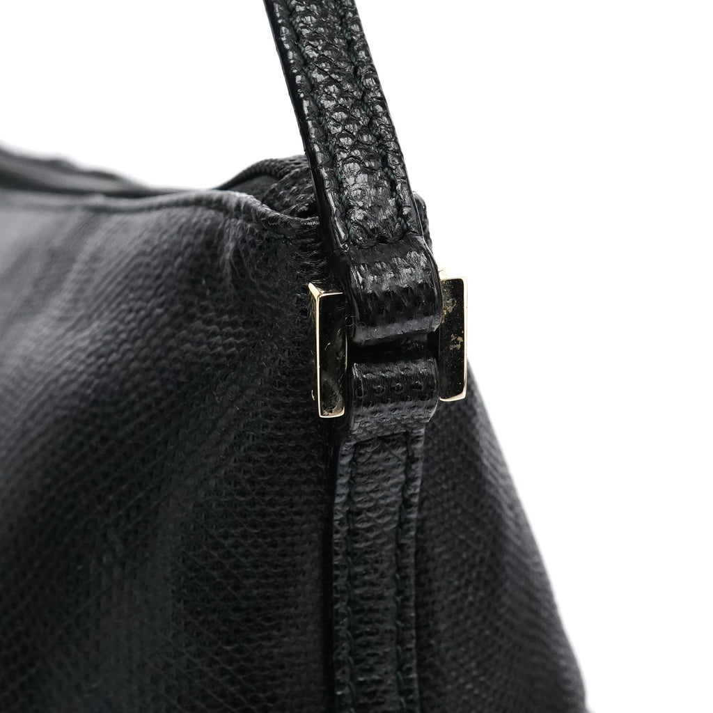 250001 Black Lizard Embossed Leather Boat Pochette