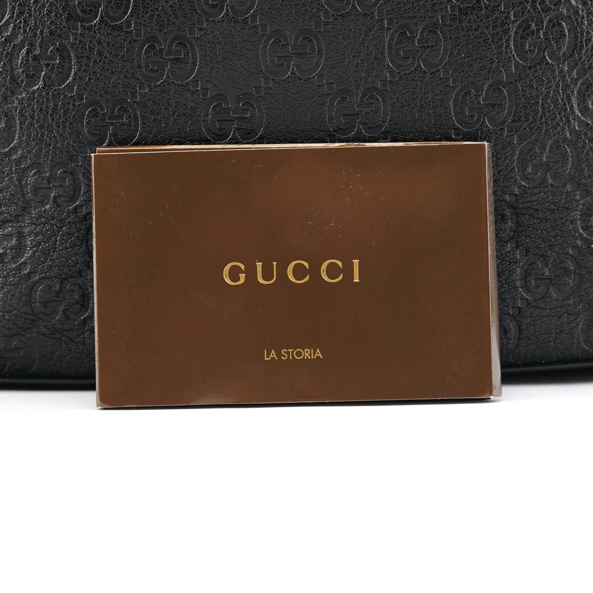 253336 Black GG Embossed Leather Shoulder Bag