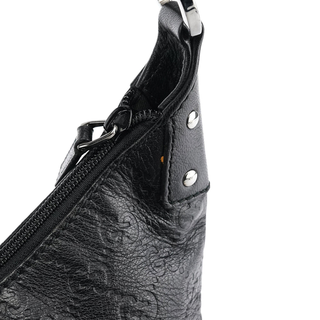 253336 Black GG Embossed Leather Shoulder Bag
