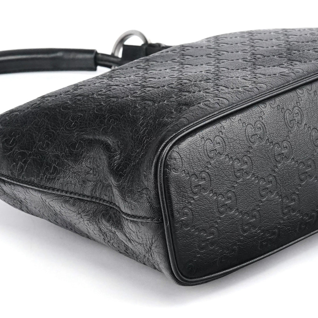253336 Black GG Embossed Leather Shoulder Bag