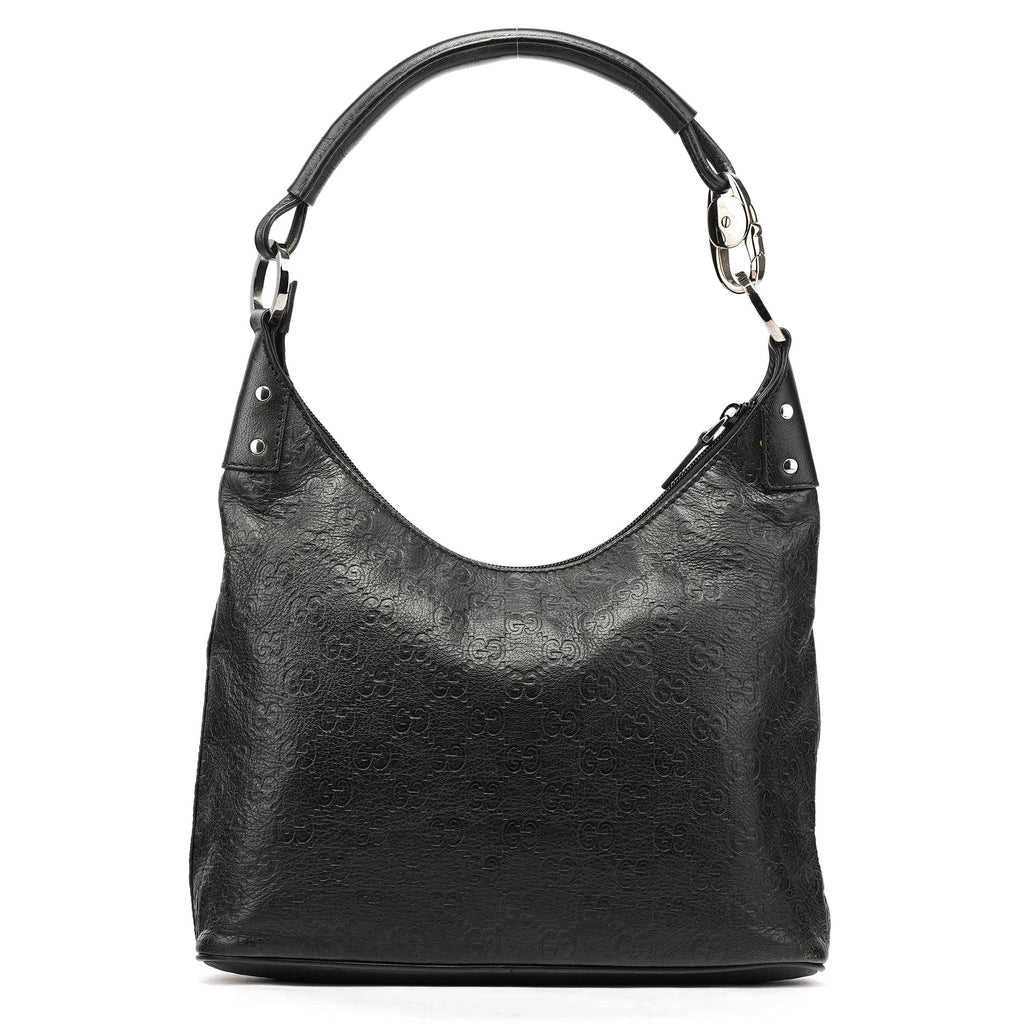 253336 Black GG Embossed Leather Shoulder Bag