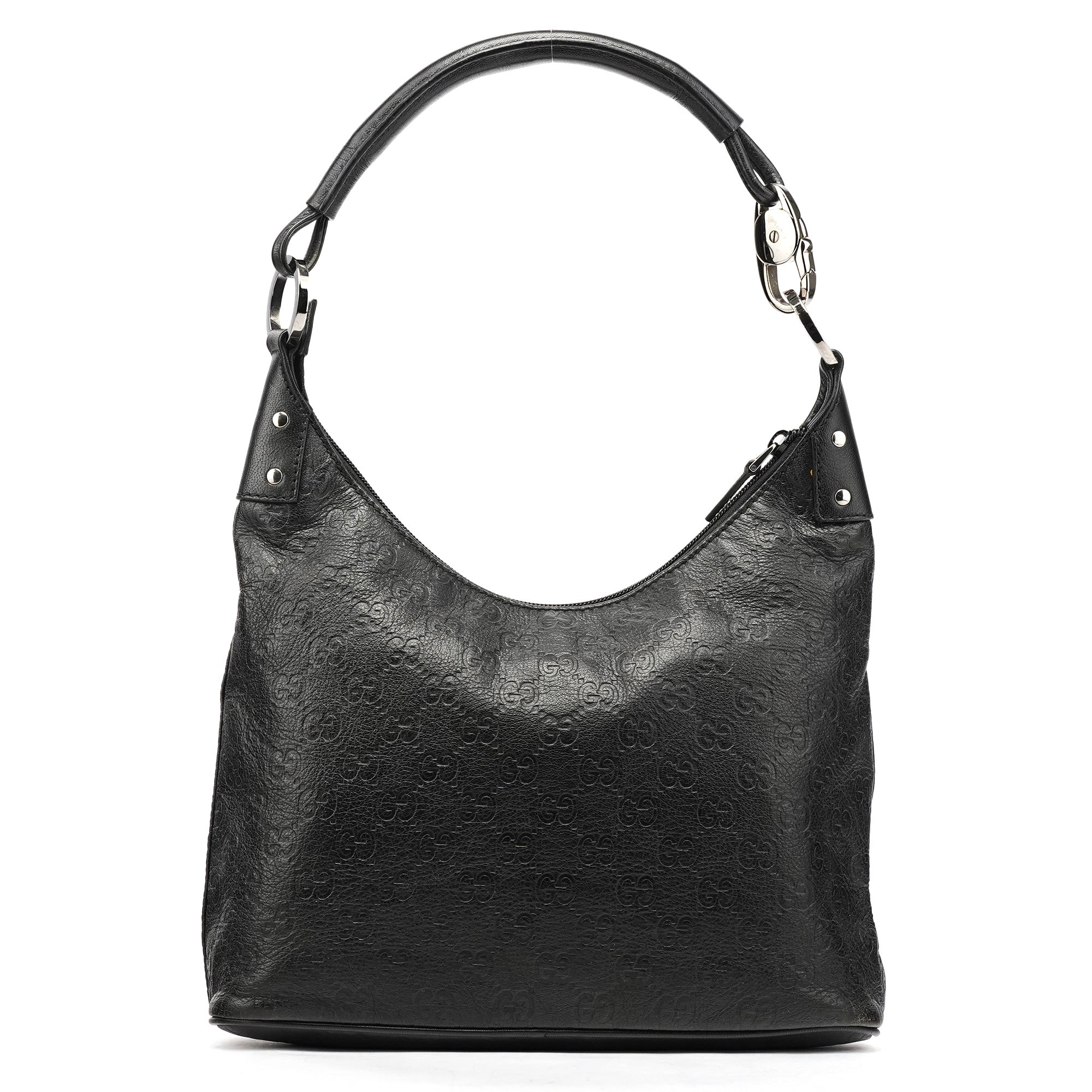 253336 Black GG Embossed Leather Shoulder Bag