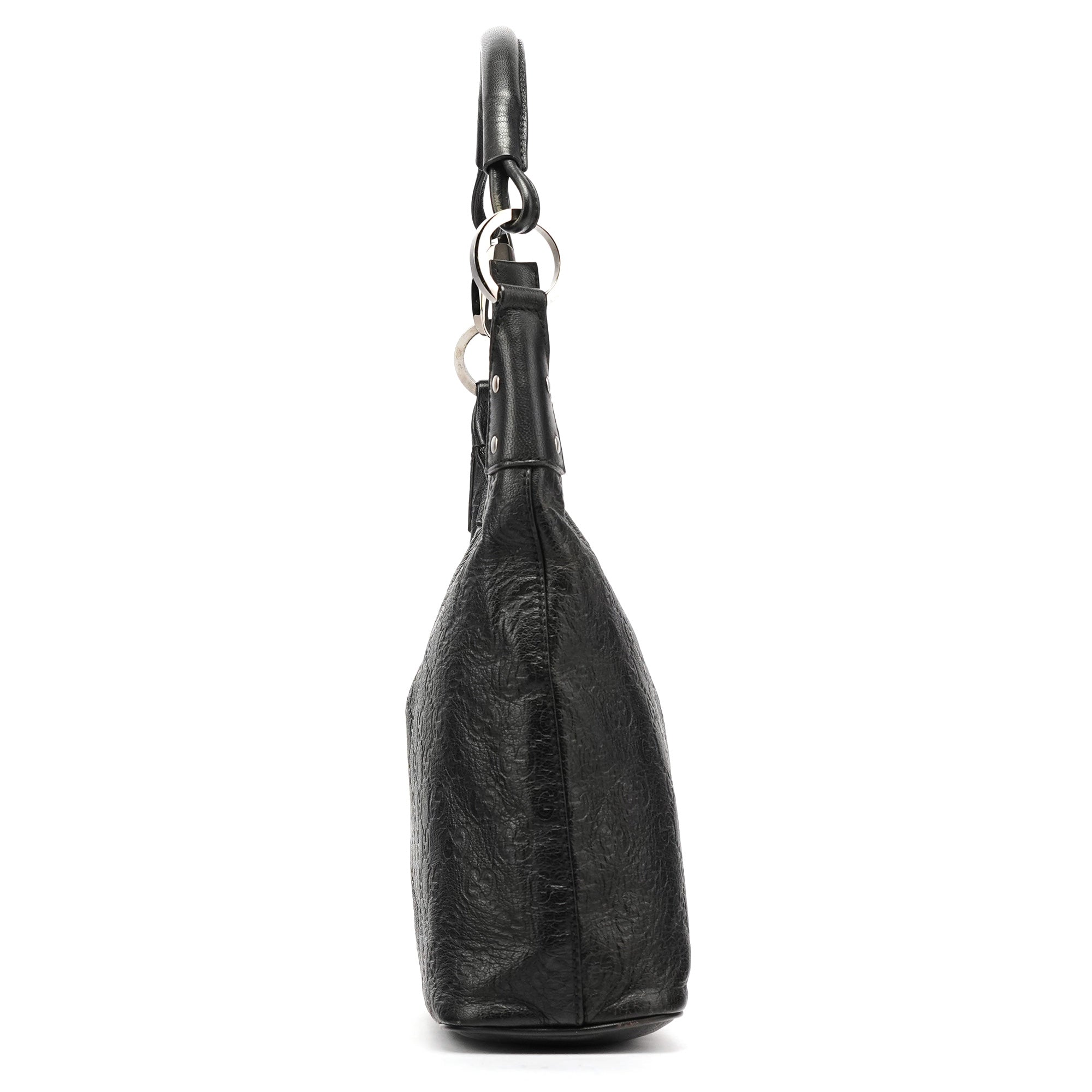253336 Black GG Embossed Leather Shoulder Bag