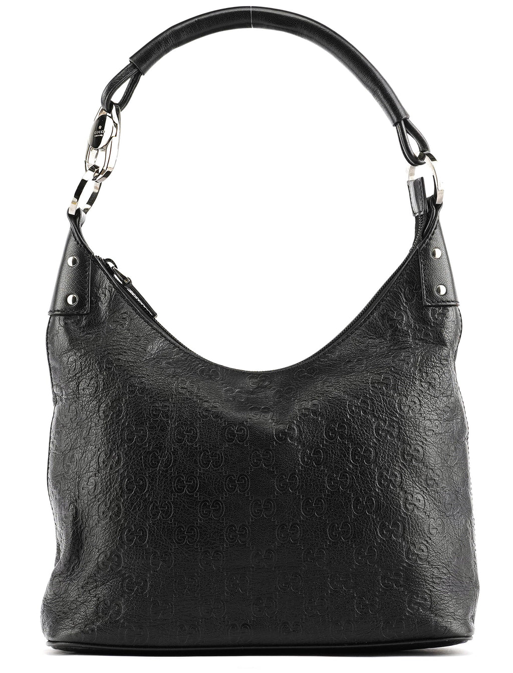 253336 Black GG Embossed Leather Shoulder Bag