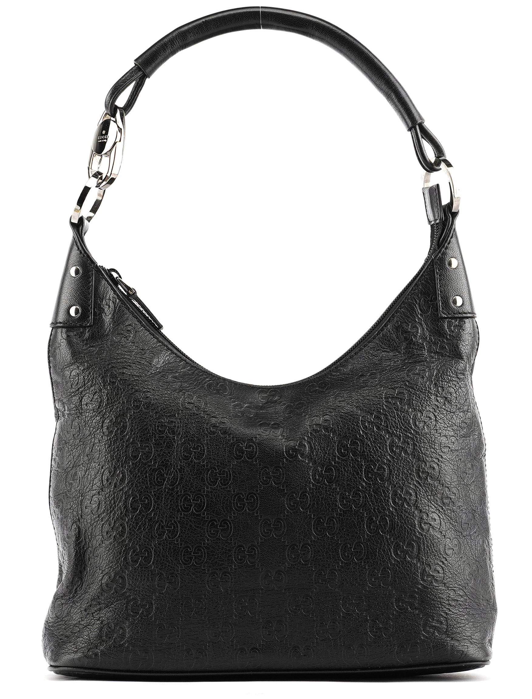 253336 Black GG Embossed Leather Shoulder Bag