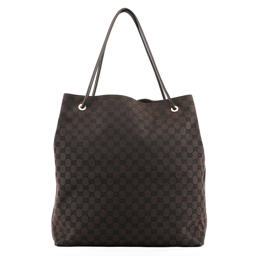 257271 Brown GG Leather Tote Bag
