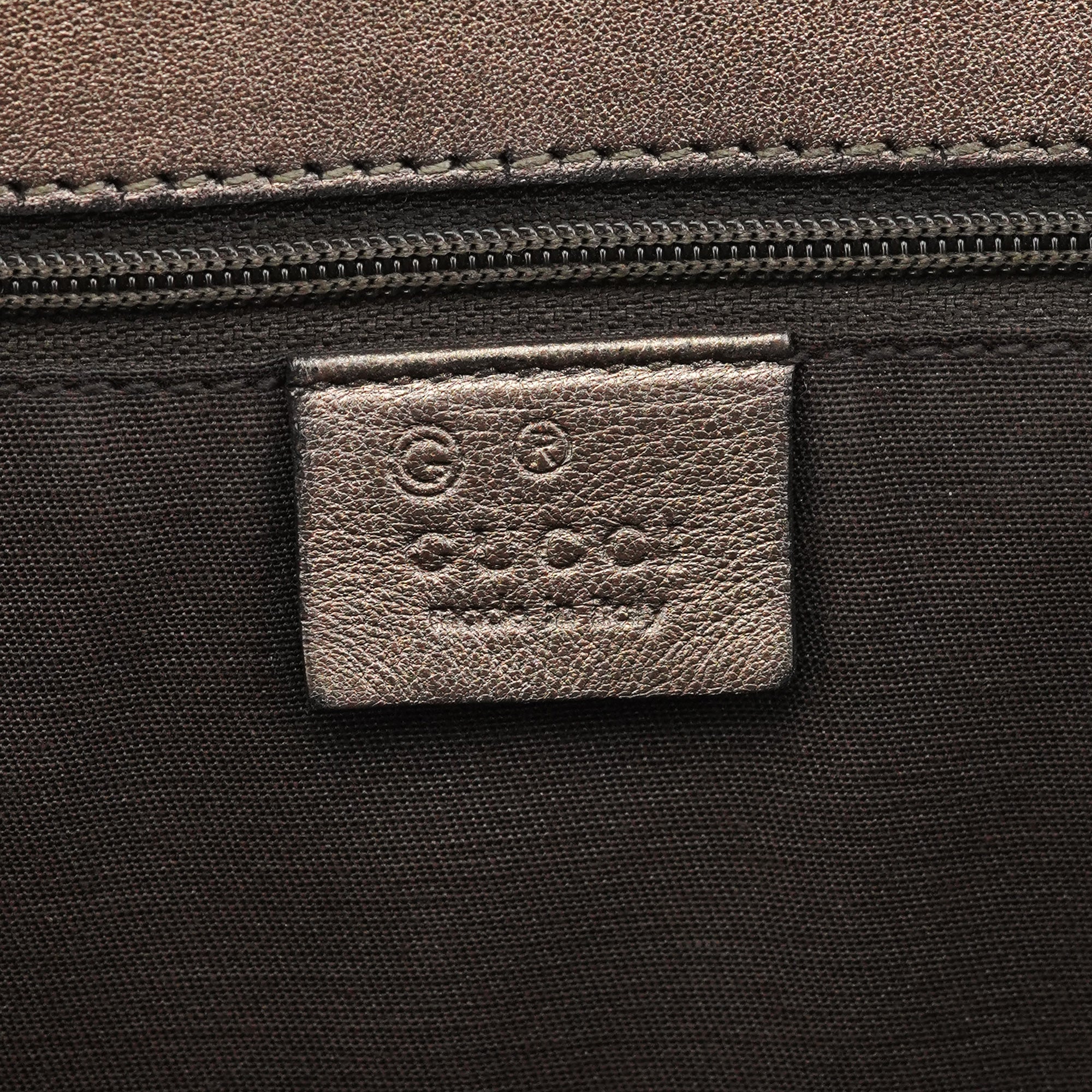 257271 Metallic GG Embossed Leather Tote Bag