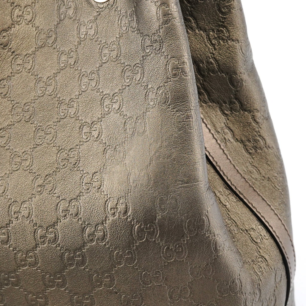 257271 Metallic GG Embossed Leather Tote Bag