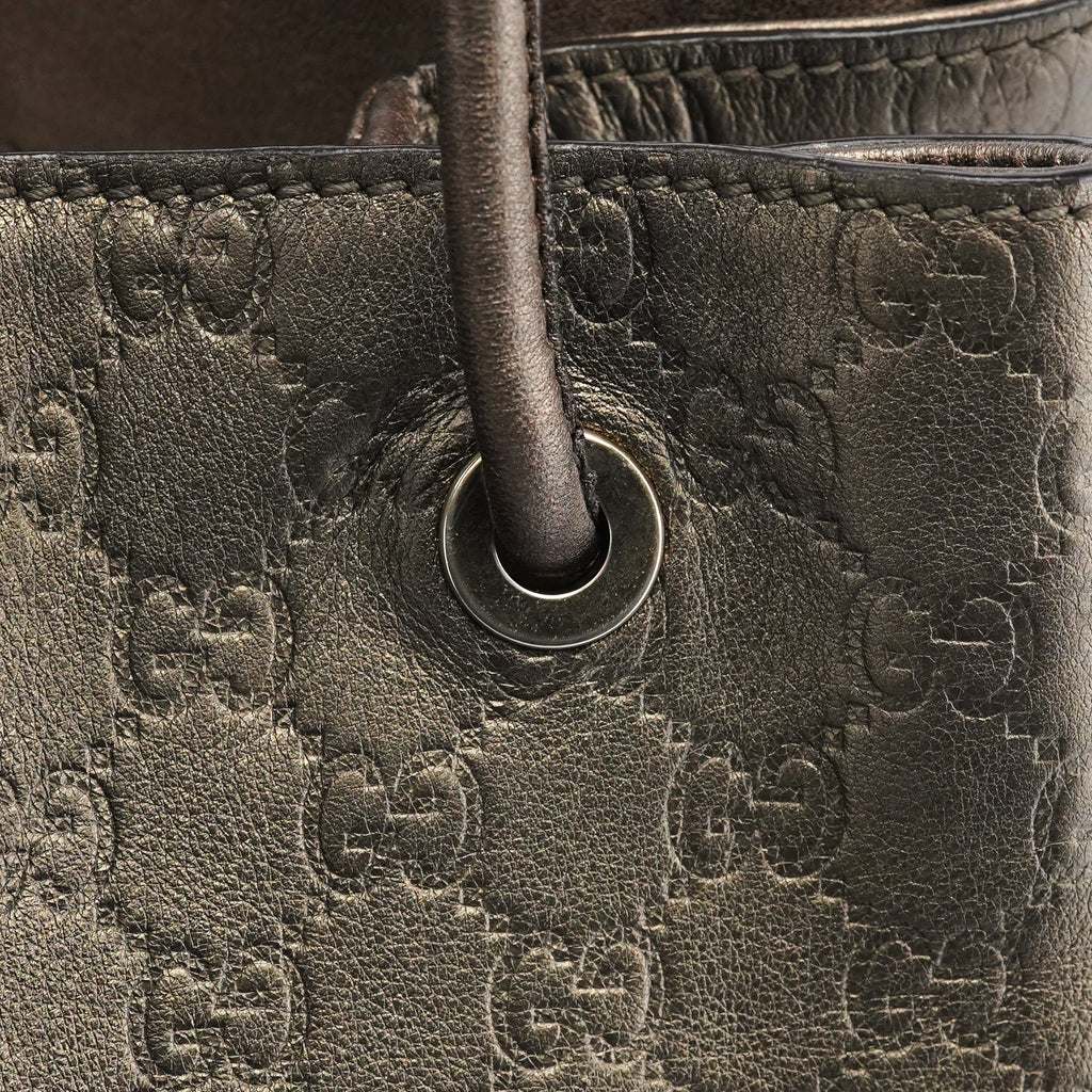 257271 Metallic GG Embossed Leather Tote Bag