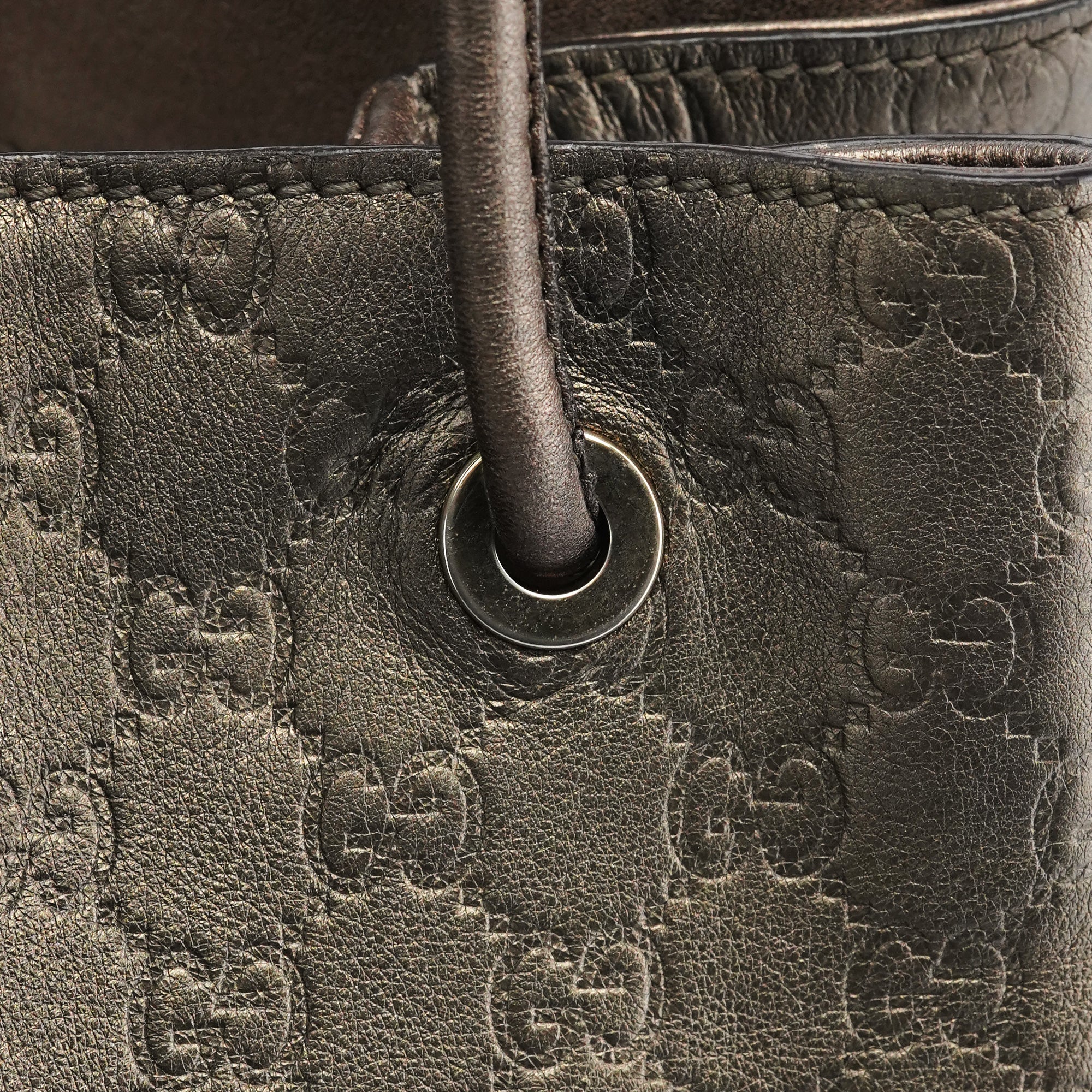257271 Metallic GG Embossed Leather Tote Bag