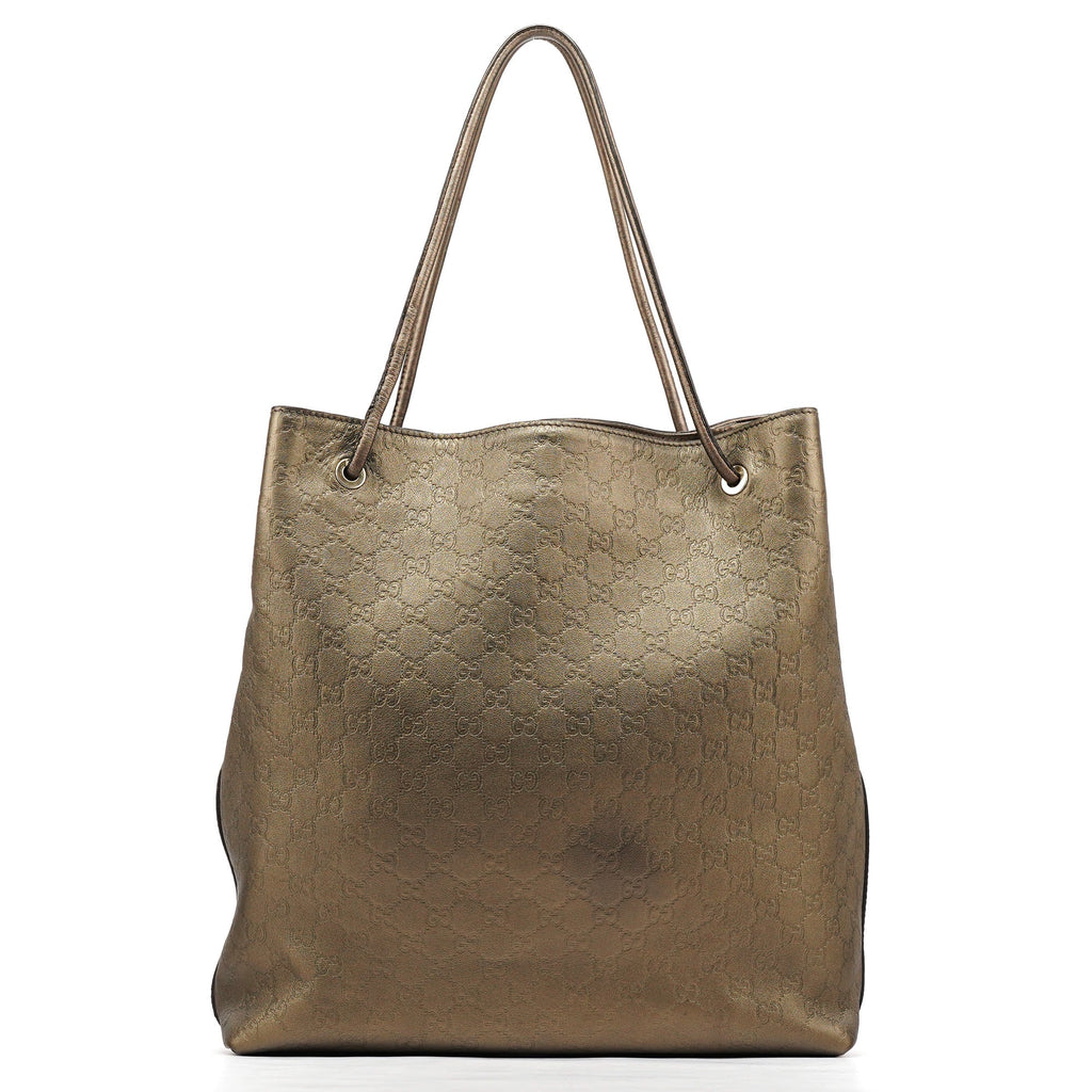 257271 Metallic GG Embossed Leather Tote Bag