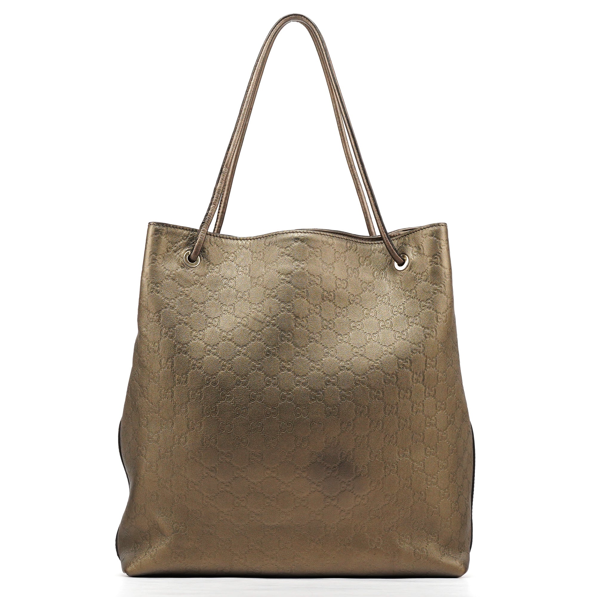 257271 Metallic GG Embossed Leather Tote Bag