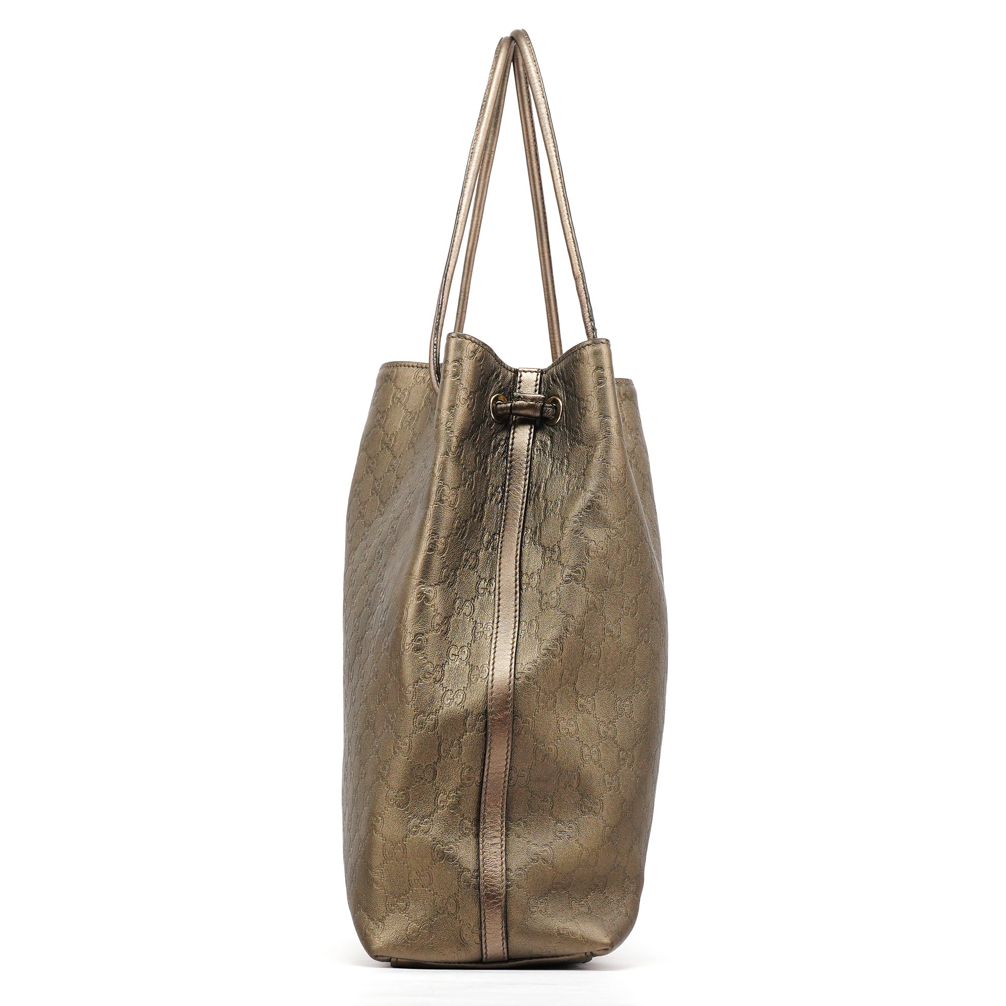 257271 Metallic GG Embossed Leather Tote Bag