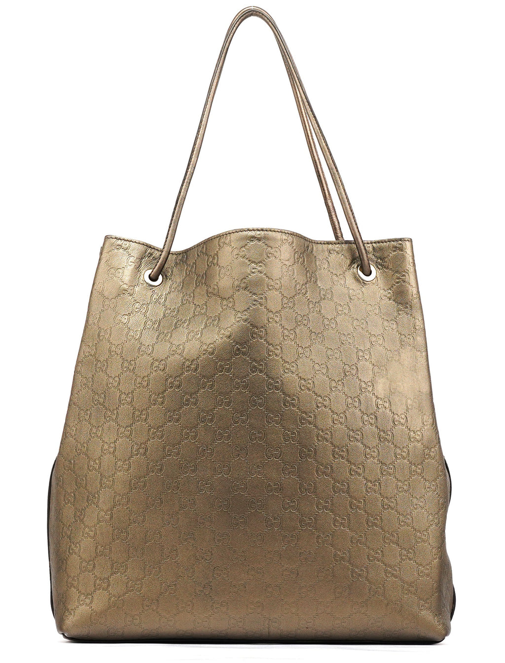 257271 Metallic GG Embossed Leather Tote Bag