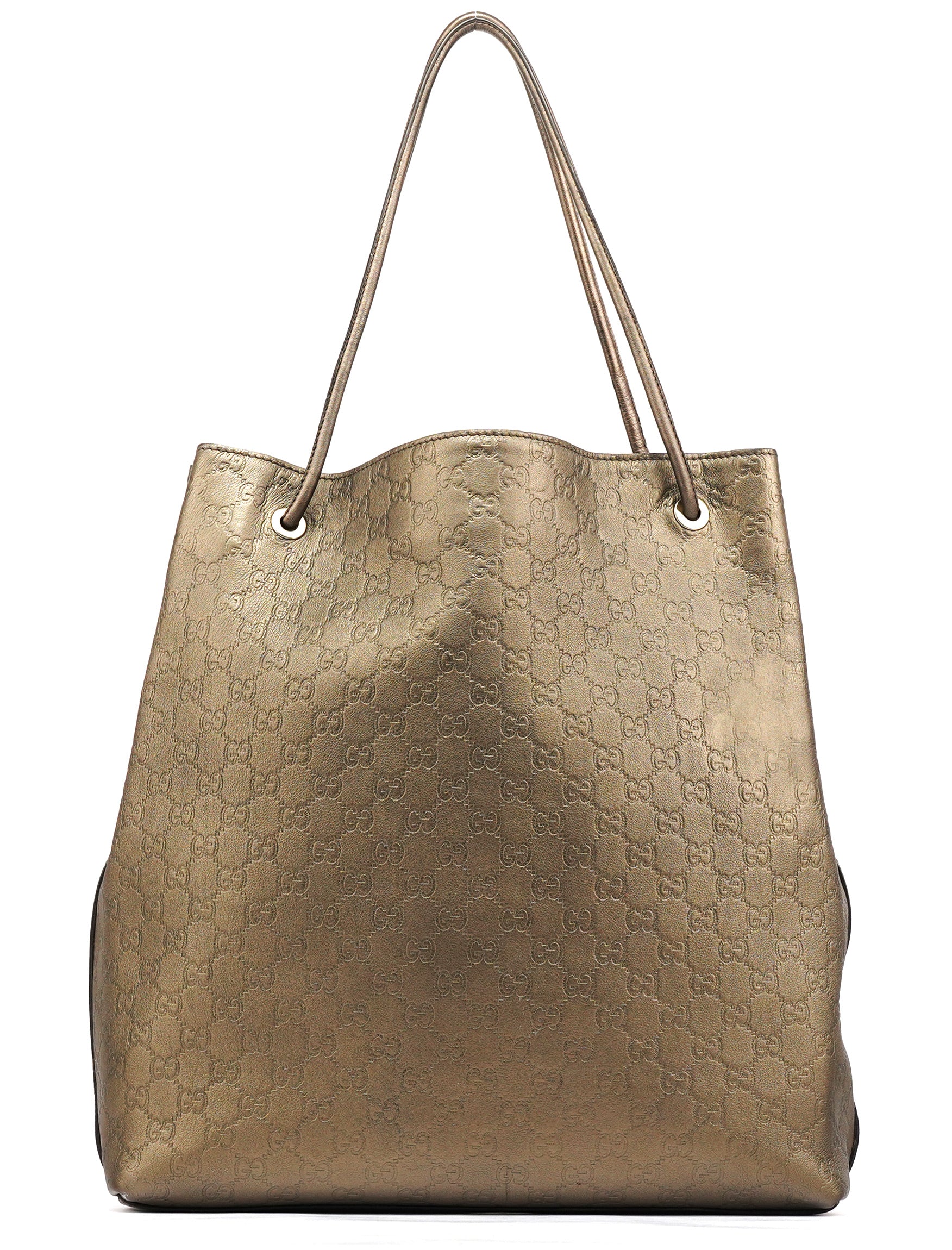 257271 Metallic GG Embossed Leather Tote Bag