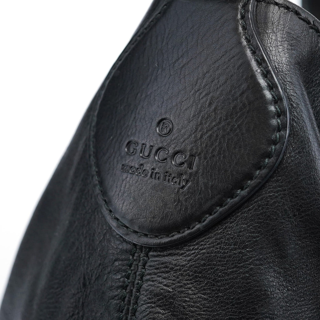 309574 Black Calfskin Horsebit Hobo Shoulder Bag
