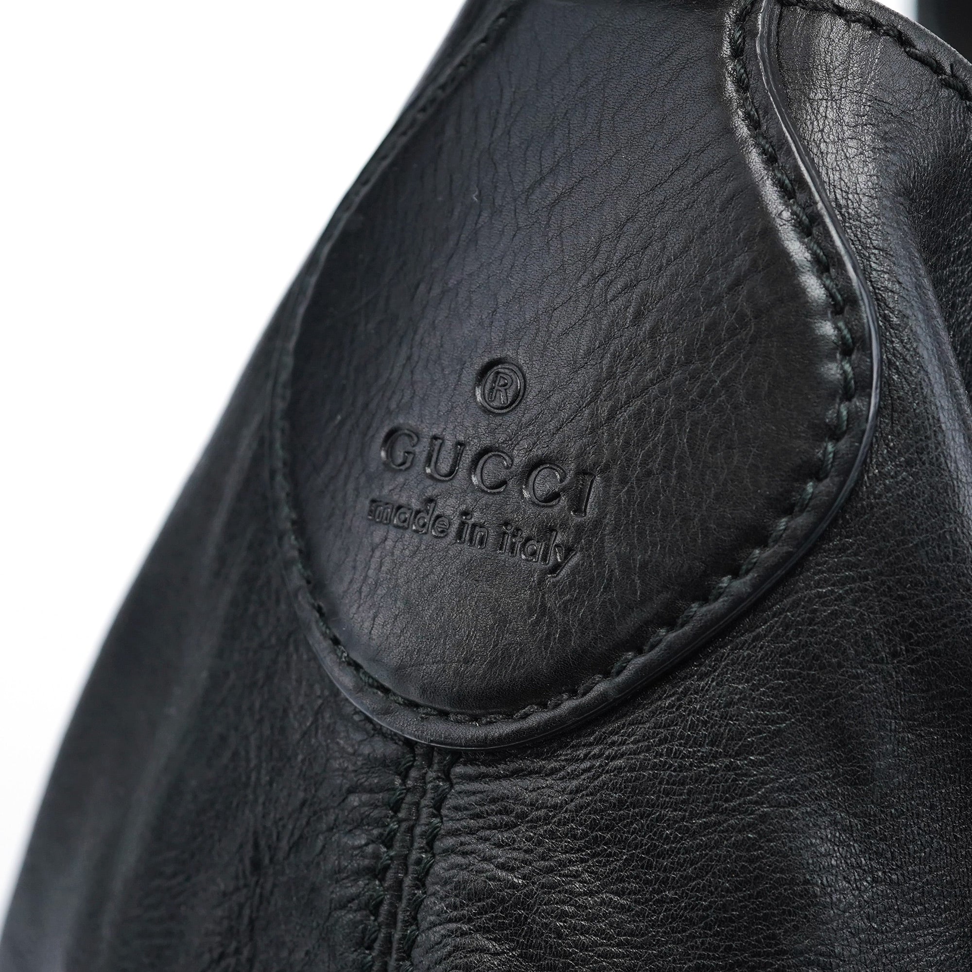 309574 Black Calfskin Horsebit Hobo Shoulder Bag
