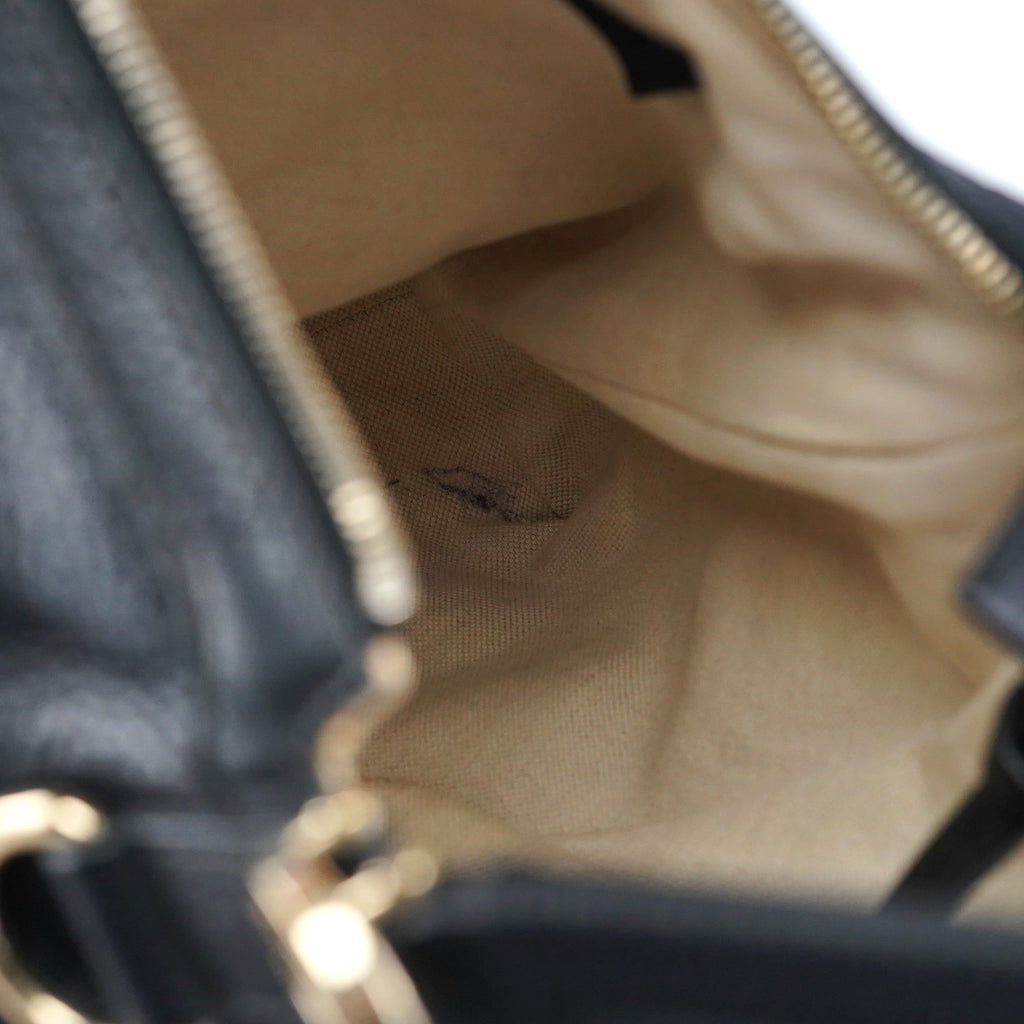 326514 Black Calfskin Hobo Shoulder Bag