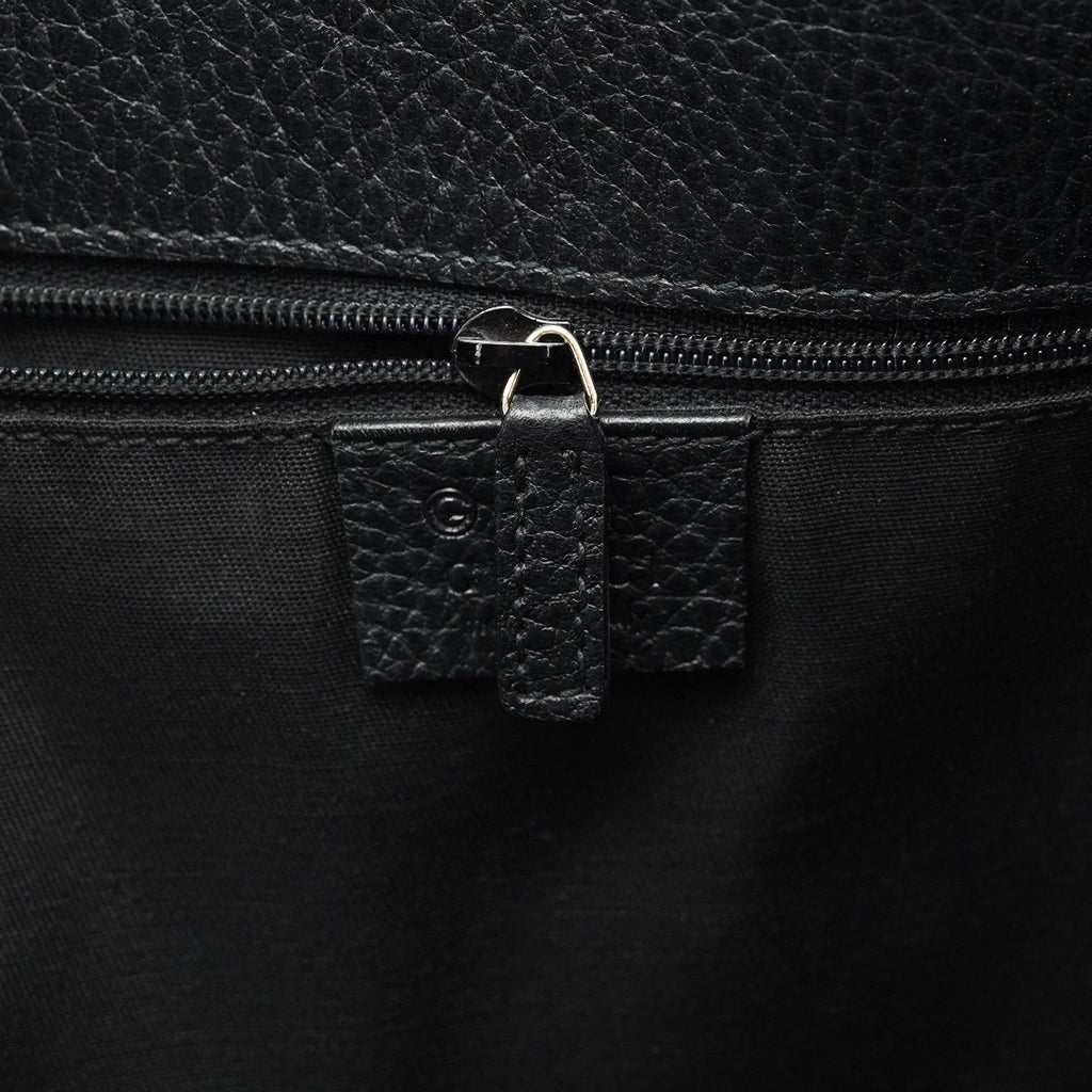 380118 Black Leather Logo Tote Bag
