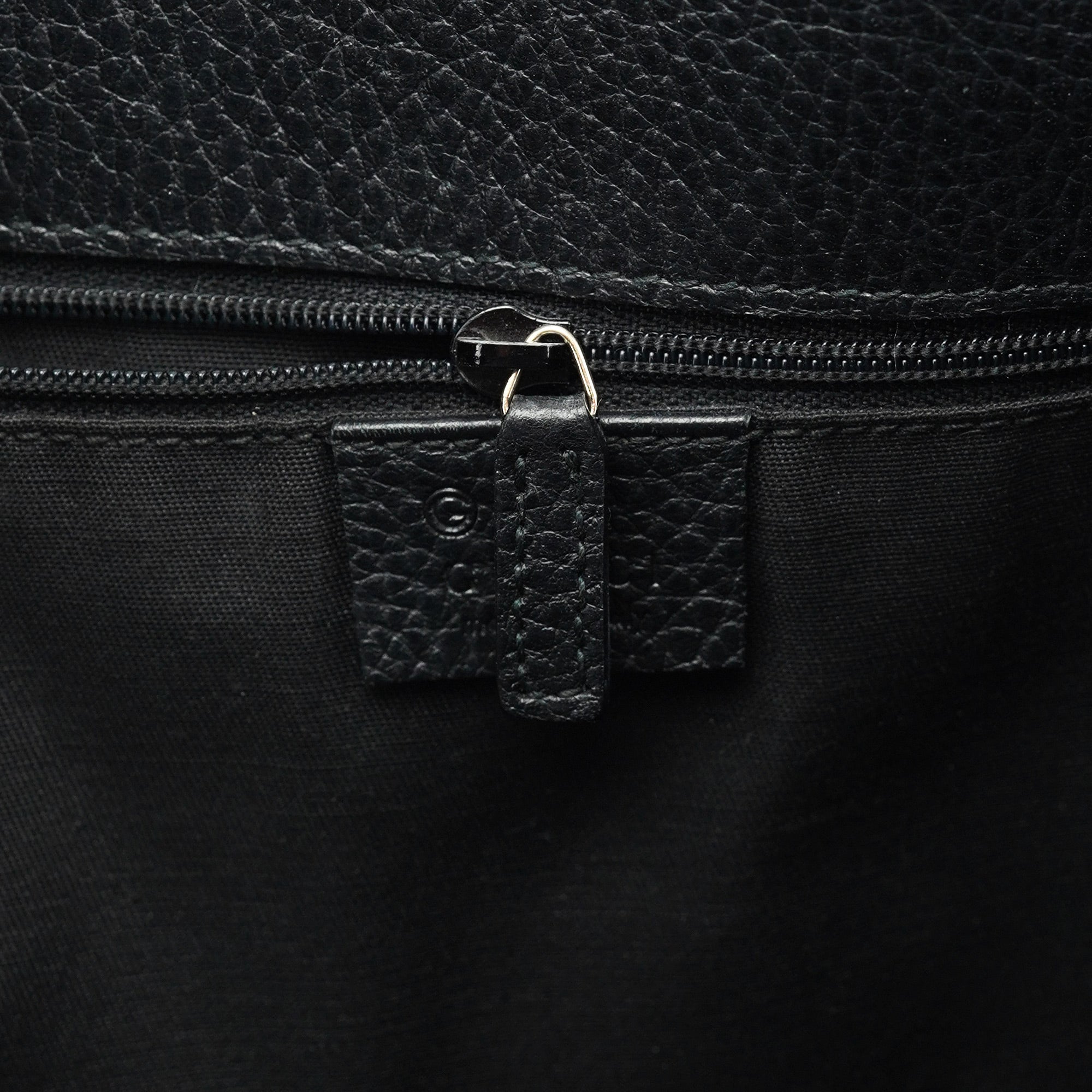380118 Black Leather Logo Tote Bag