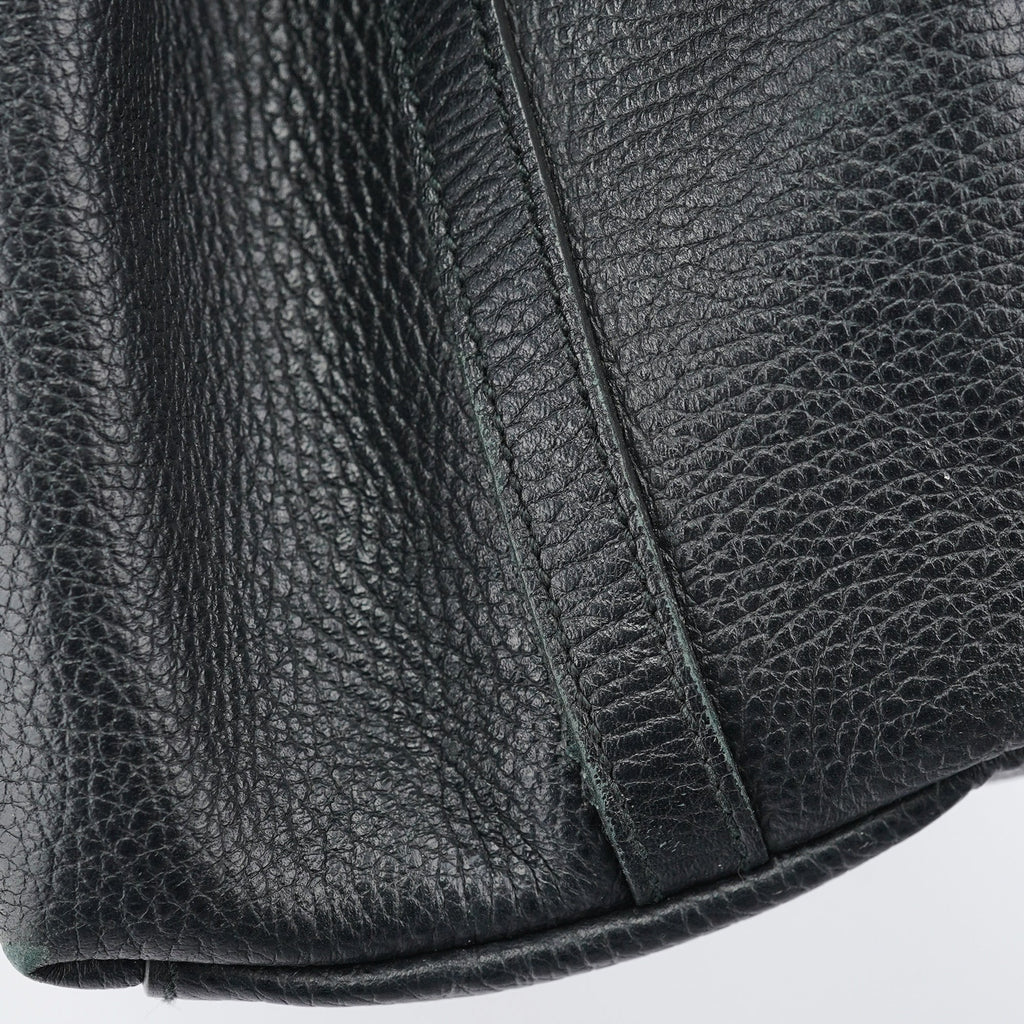 380118 Black Leather Logo Tote Bag
