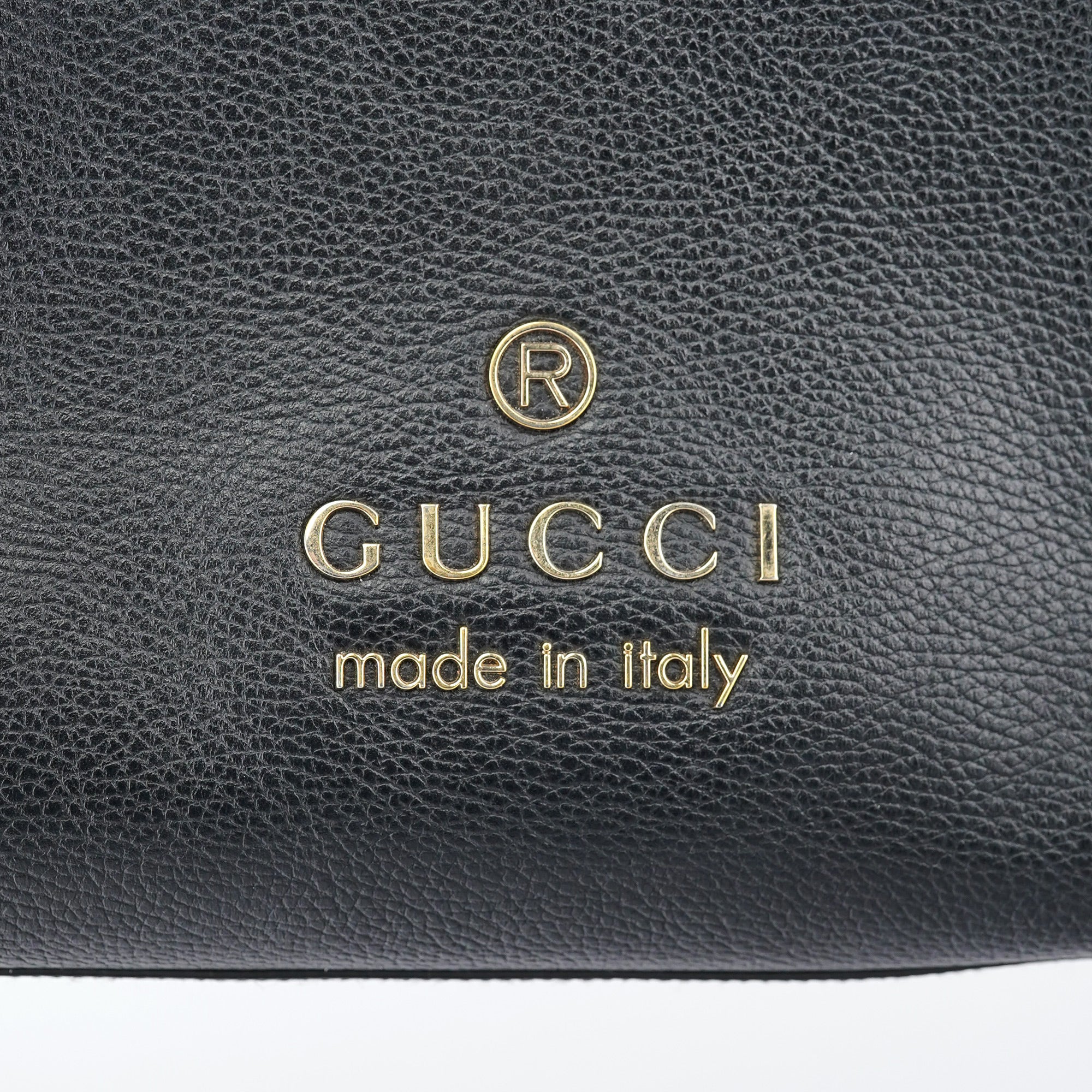 380118 Black Leather Logo Tote Bag