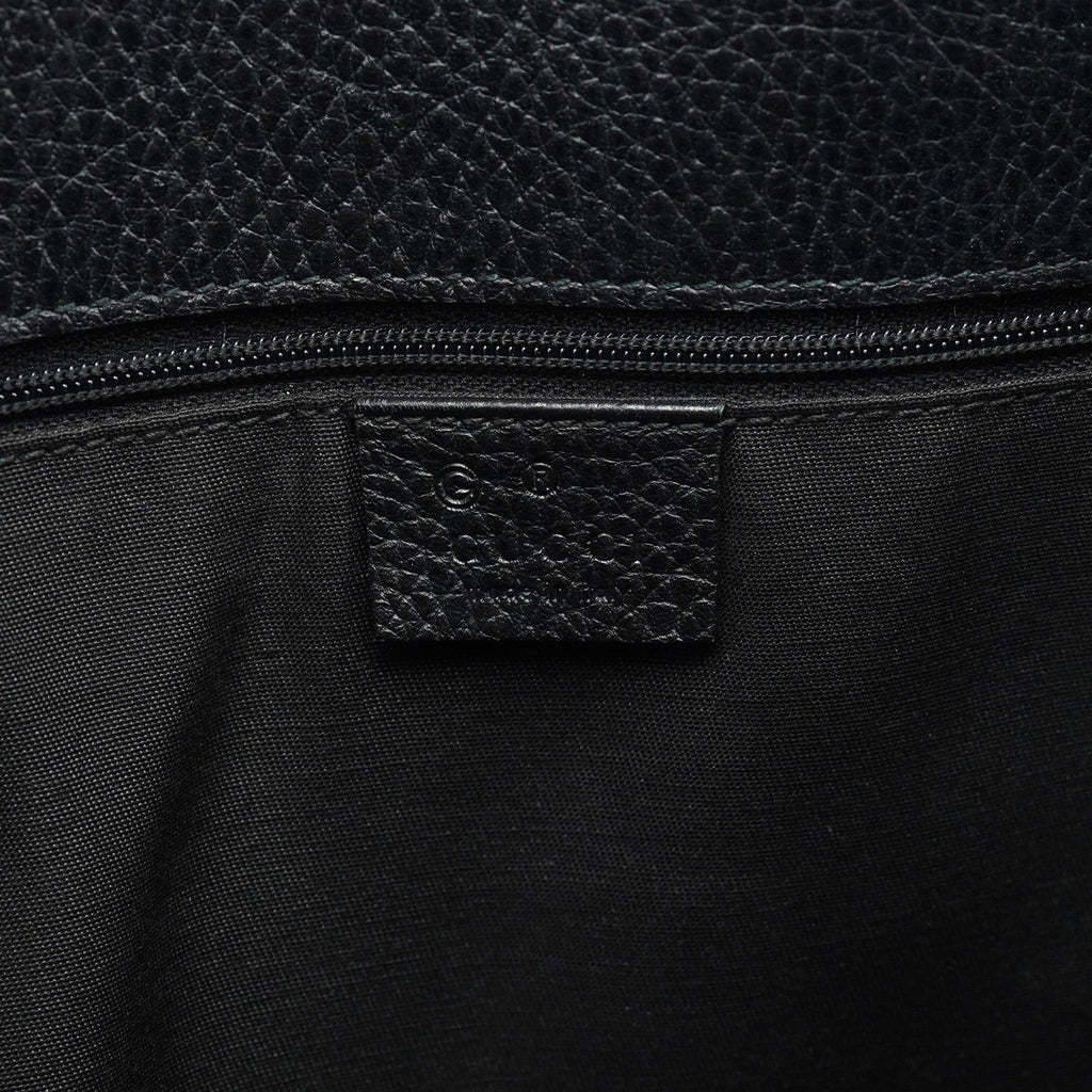 380118 Black Leather Logo Tote Bag
