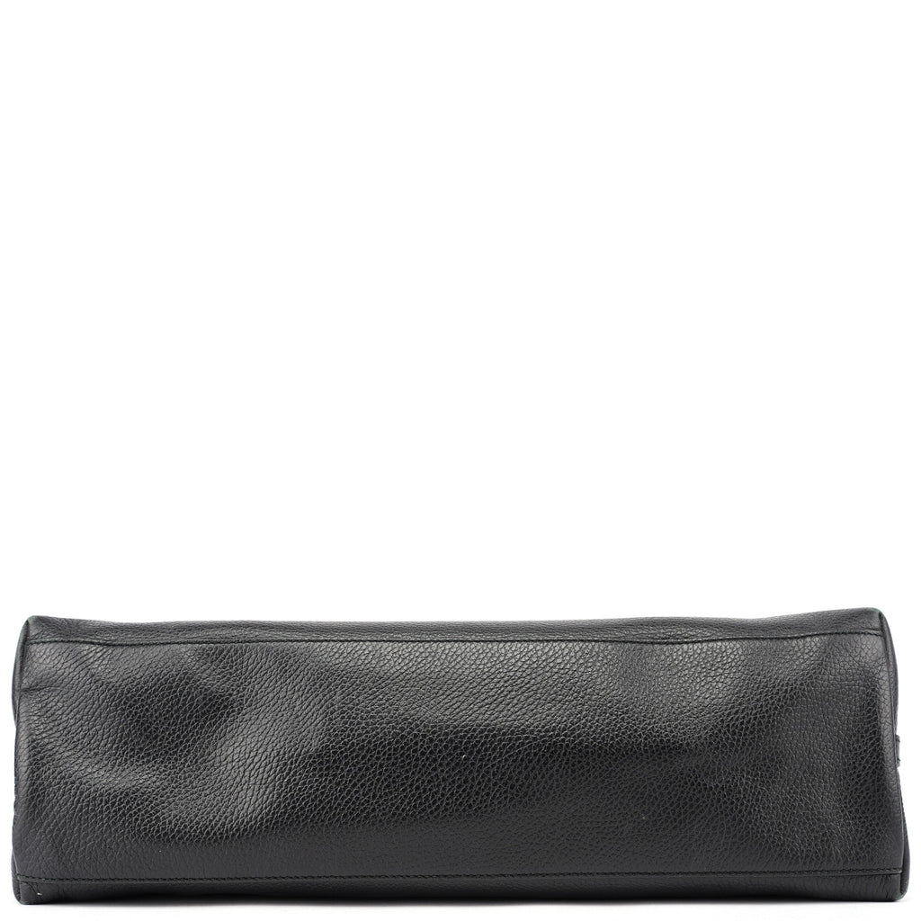 380118 Black Leather Logo Tote Bag