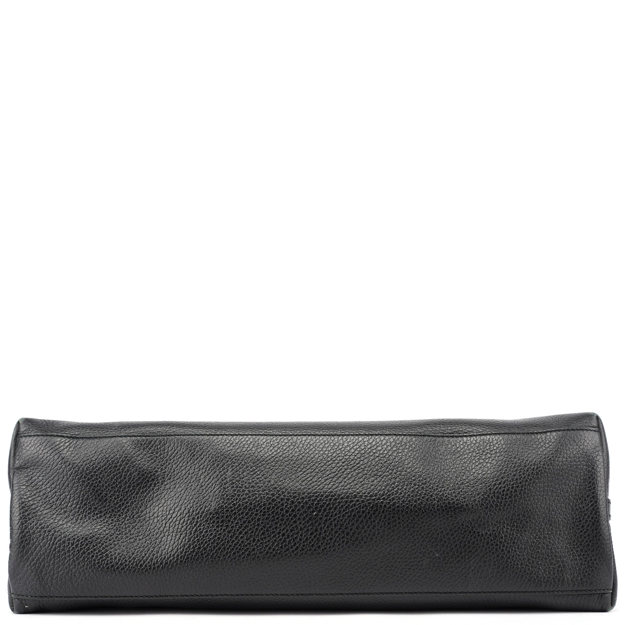 380118 Black Leather Logo Tote Bag