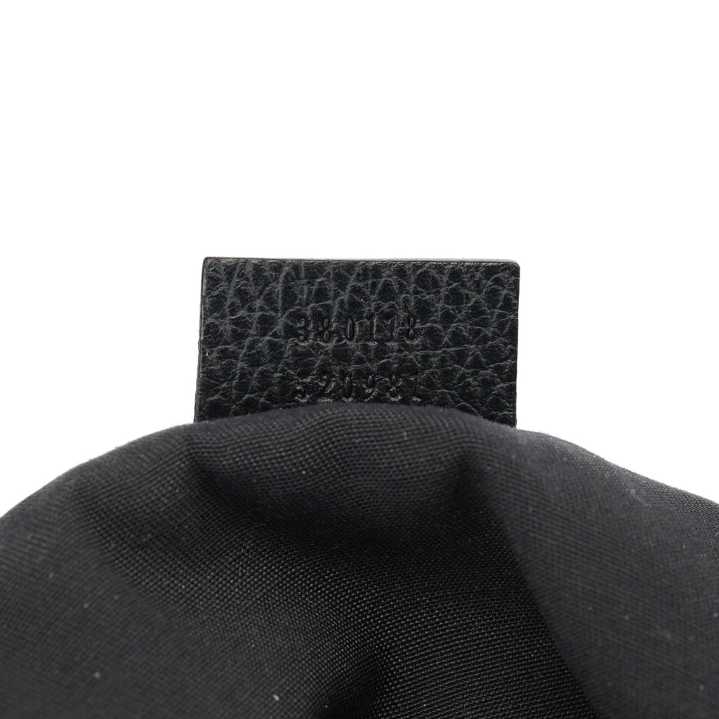 380118 Black Leather Logo Tote Bag