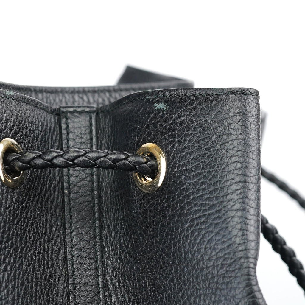 380118 Black Leather Logo Tote Bag