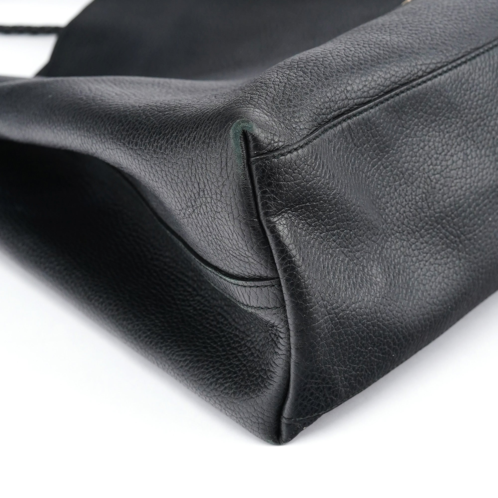 380118 Black Leather Logo Tote Bag