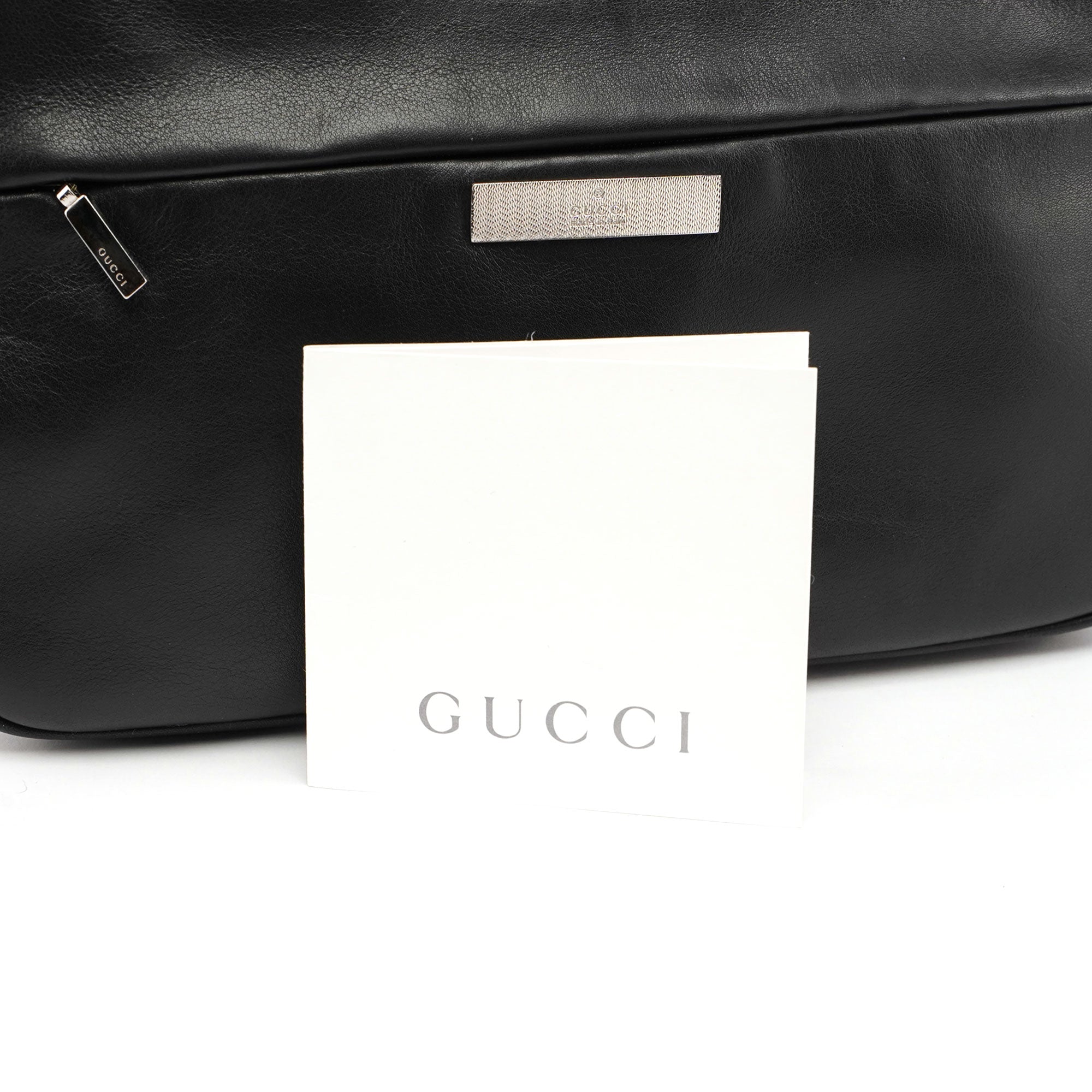 4870. Black Leather Bamboo Hobo Bag
