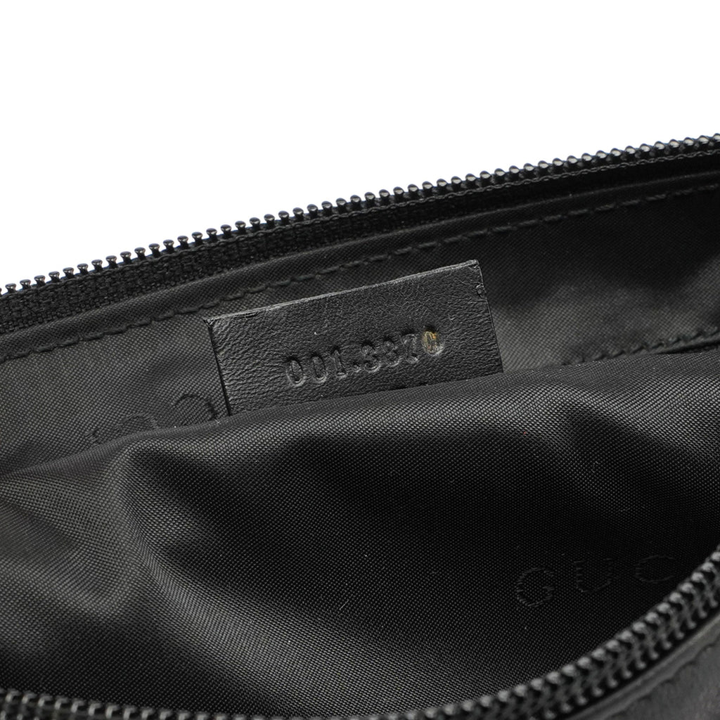 4870. Black Leather Bamboo Hobo Bag