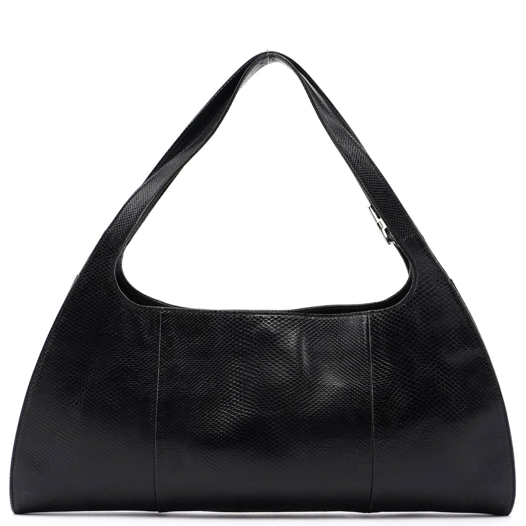 5312. Gucci Black Lizard Embossed Shoulder Bag