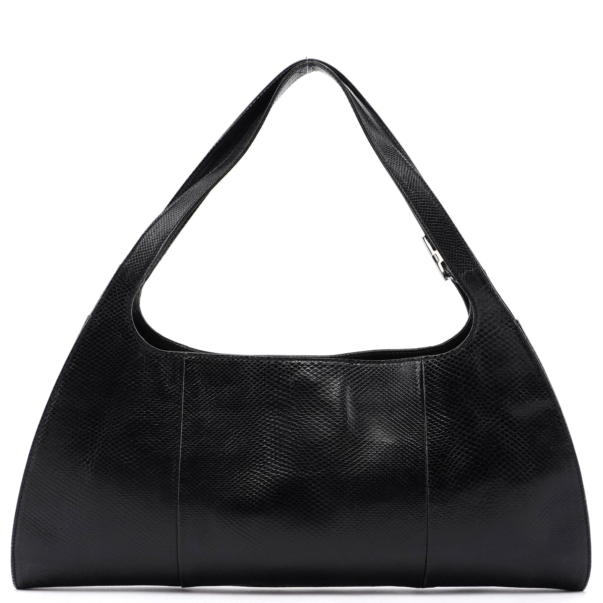 5312. Gucci Black Lizard Embossed Shoulder Bag