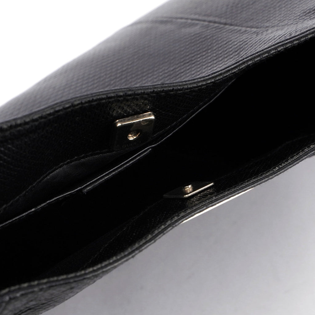 5312. Gucci Black Lizard Embossed Shoulder Bag