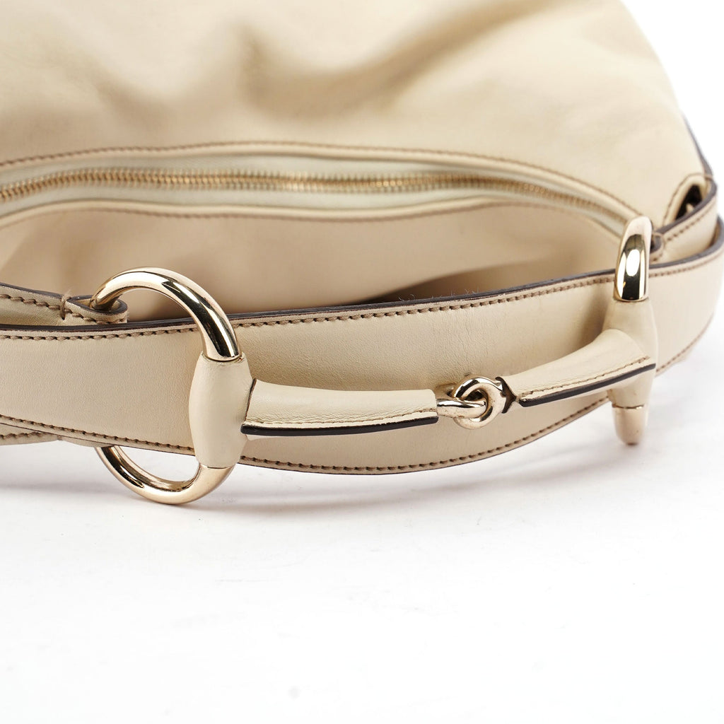 Gucci Off-White Leather Horsebit Shoulder Bag