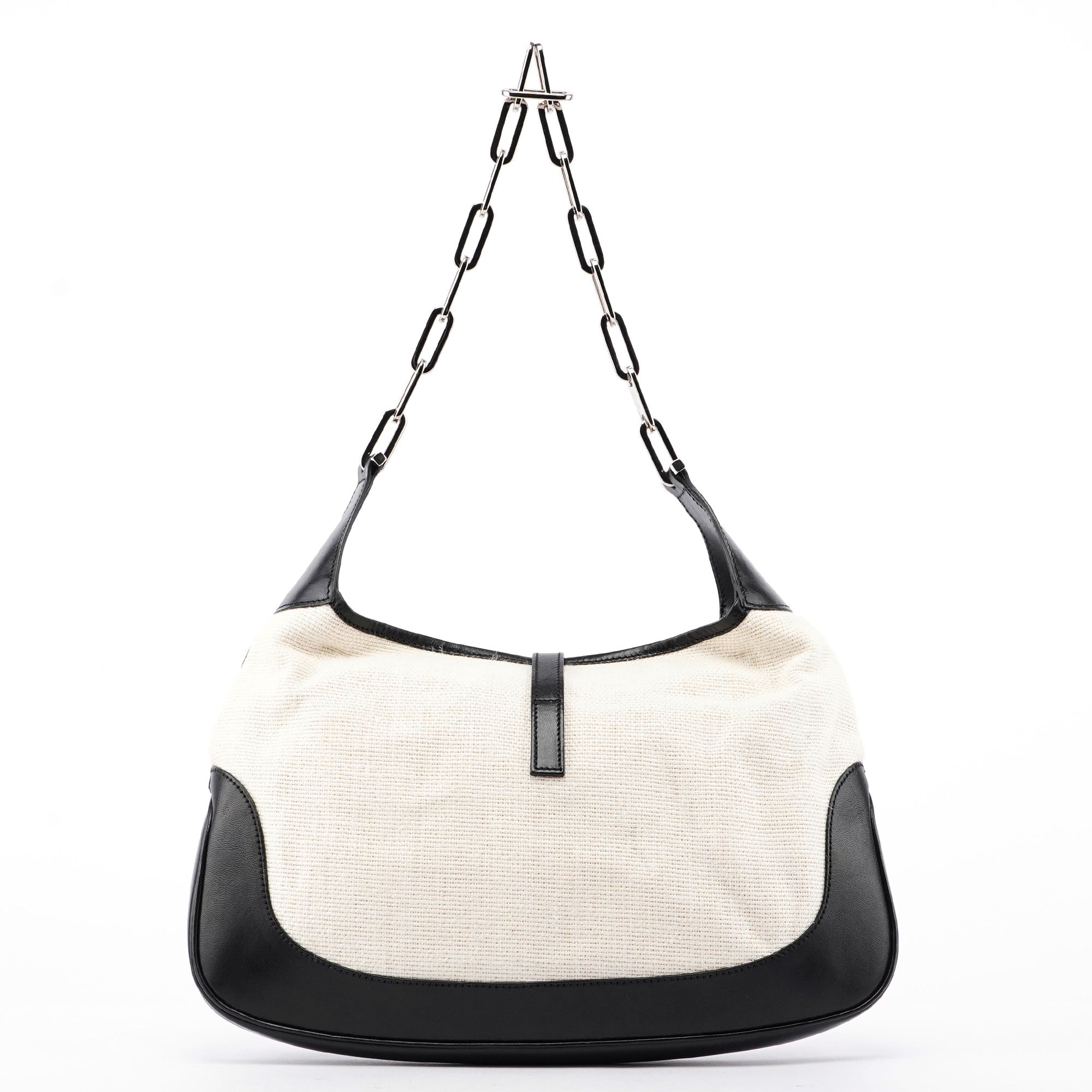 gucci Beige Canvas Chain Jackie Shoulder Bag