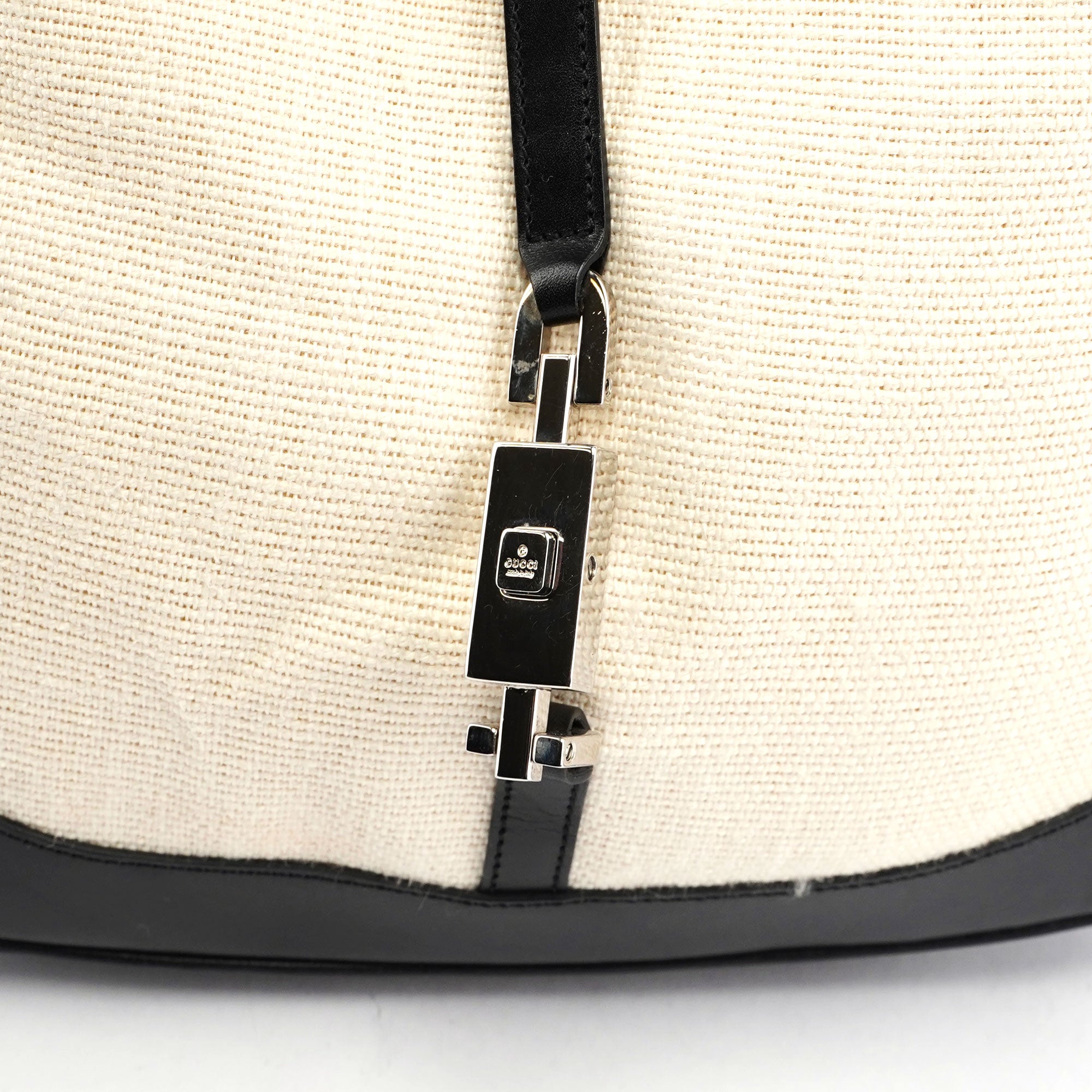 gucci Beige Canvas Chain Jackie Shoulder Bag