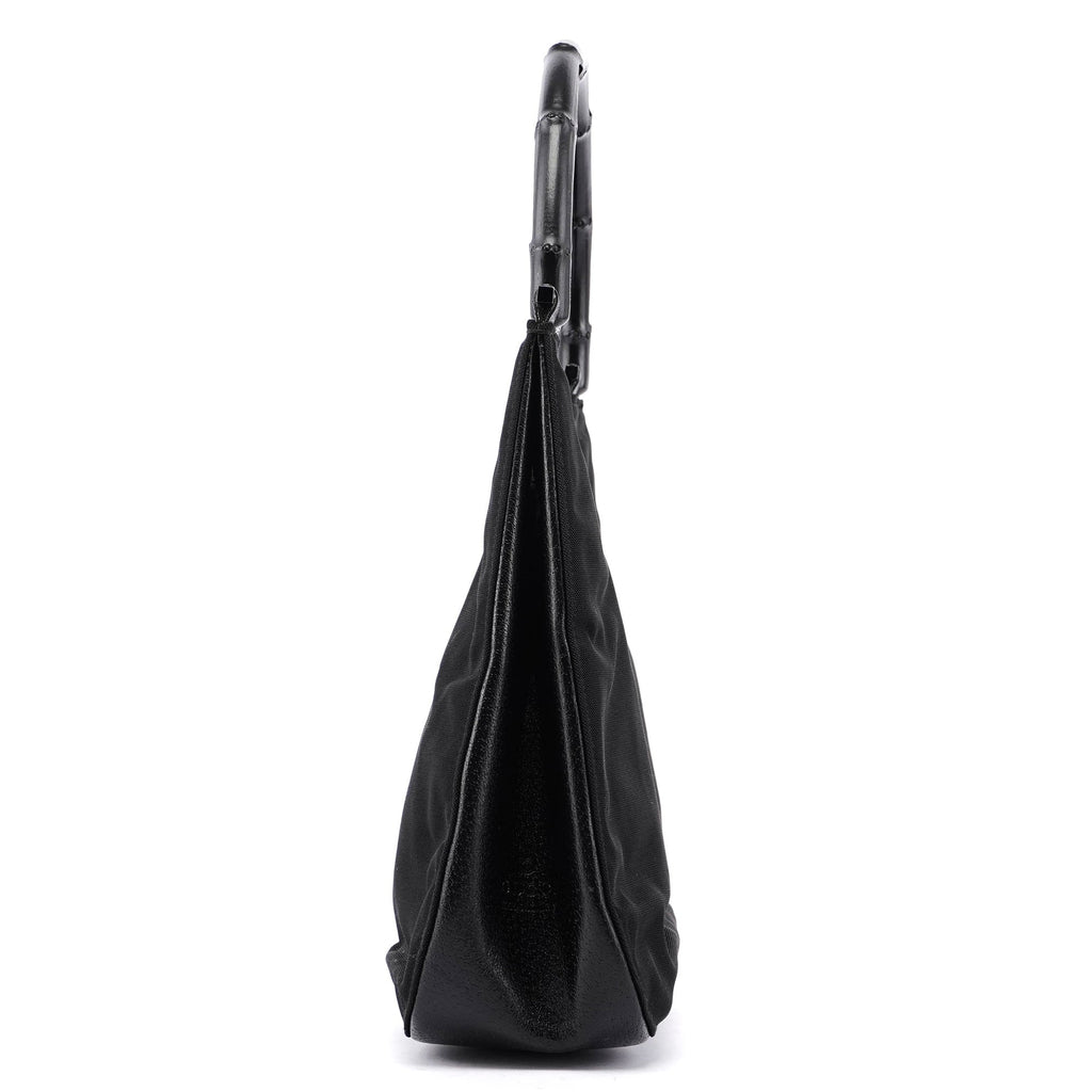 Gucci Black Canvas Bamboo Shoulder Bag