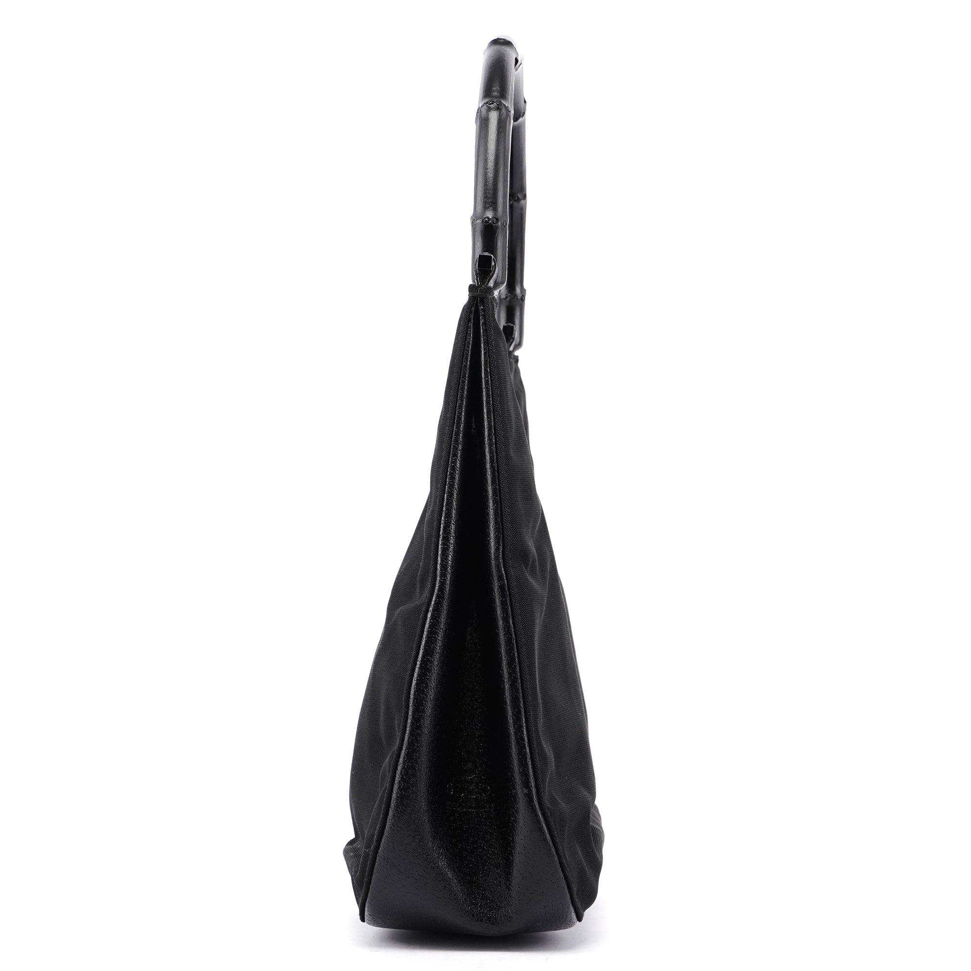 Gucci Black Canvas Bamboo Shoulder Bag