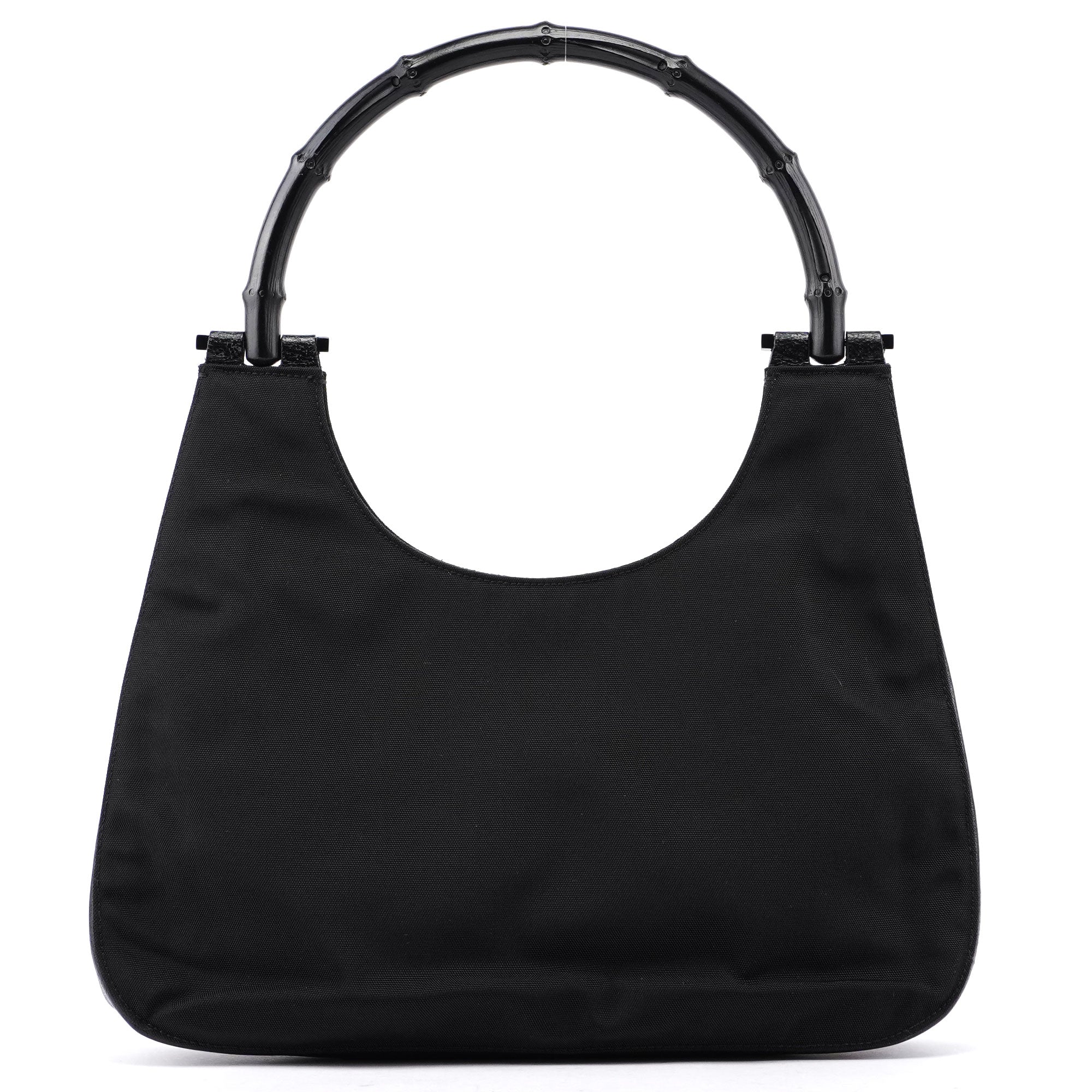 Gucci Black Canvas Bamboo Shoulder Bag