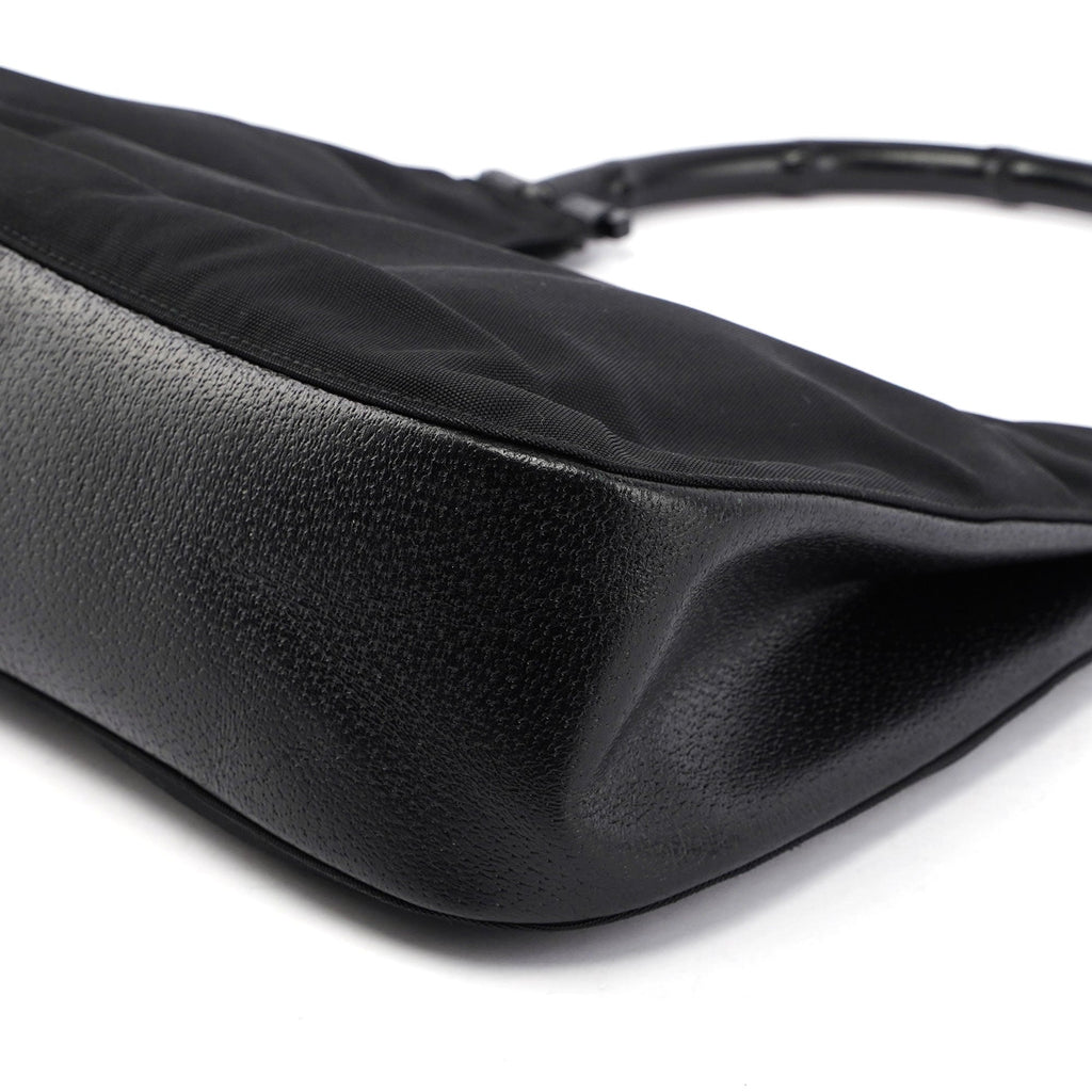 Gucci Black Canvas Bamboo Shoulder Bag