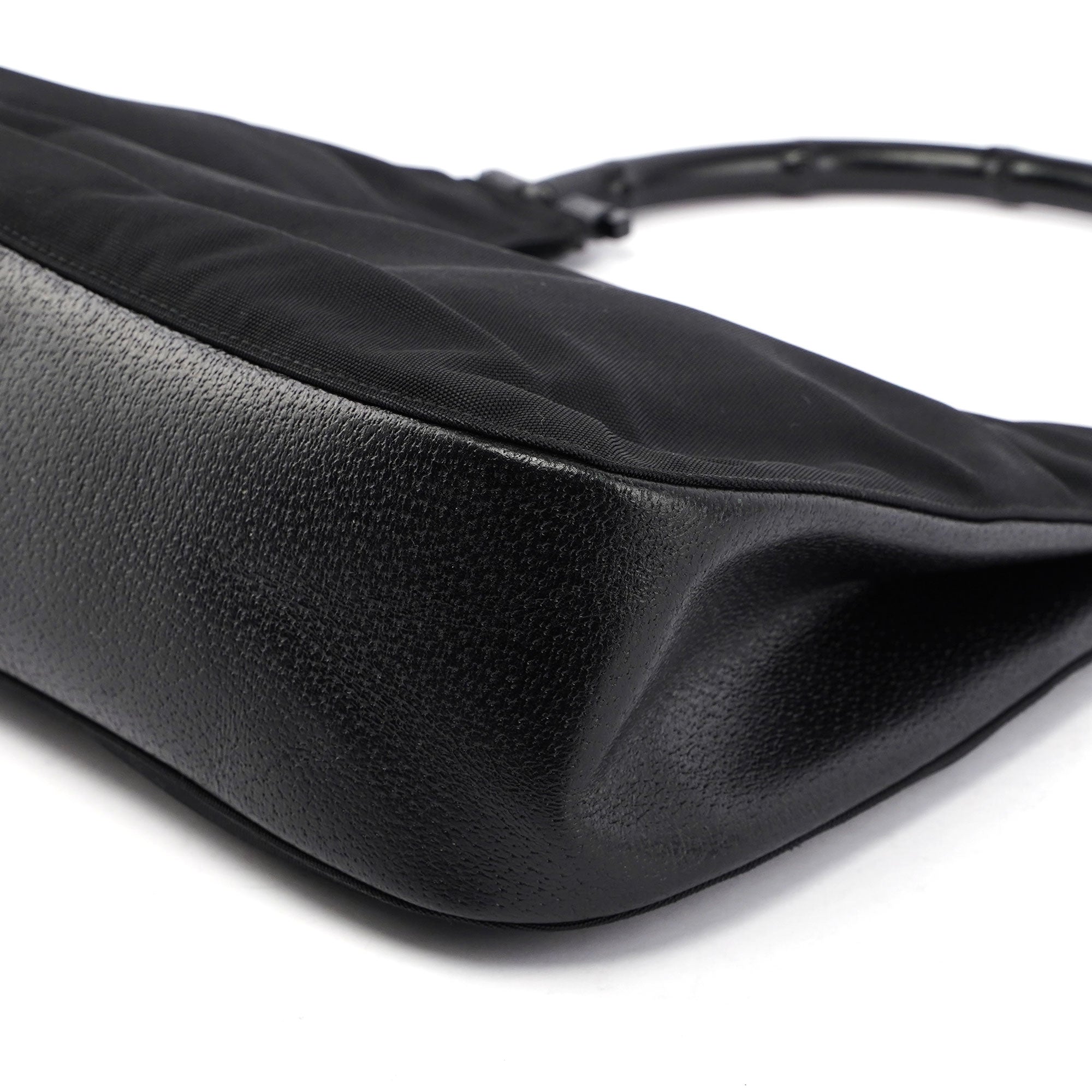 Gucci Black Canvas Bamboo Shoulder Bag
