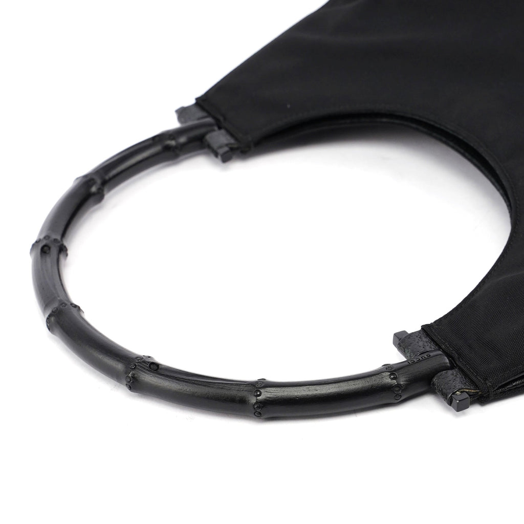 Gucci Black Canvas Bamboo Shoulder Bag